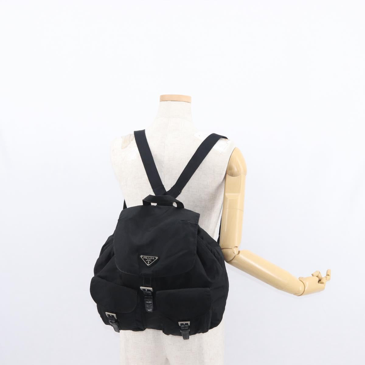PRADA Backpack Nylon Black Silver Auth bs31164