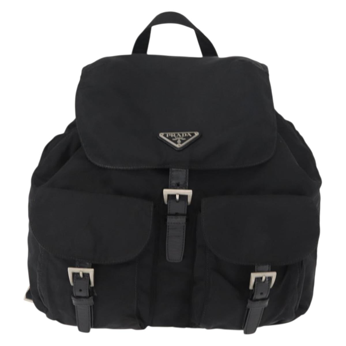 PRADA Backpack Nylon Black Silver Auth bs31164