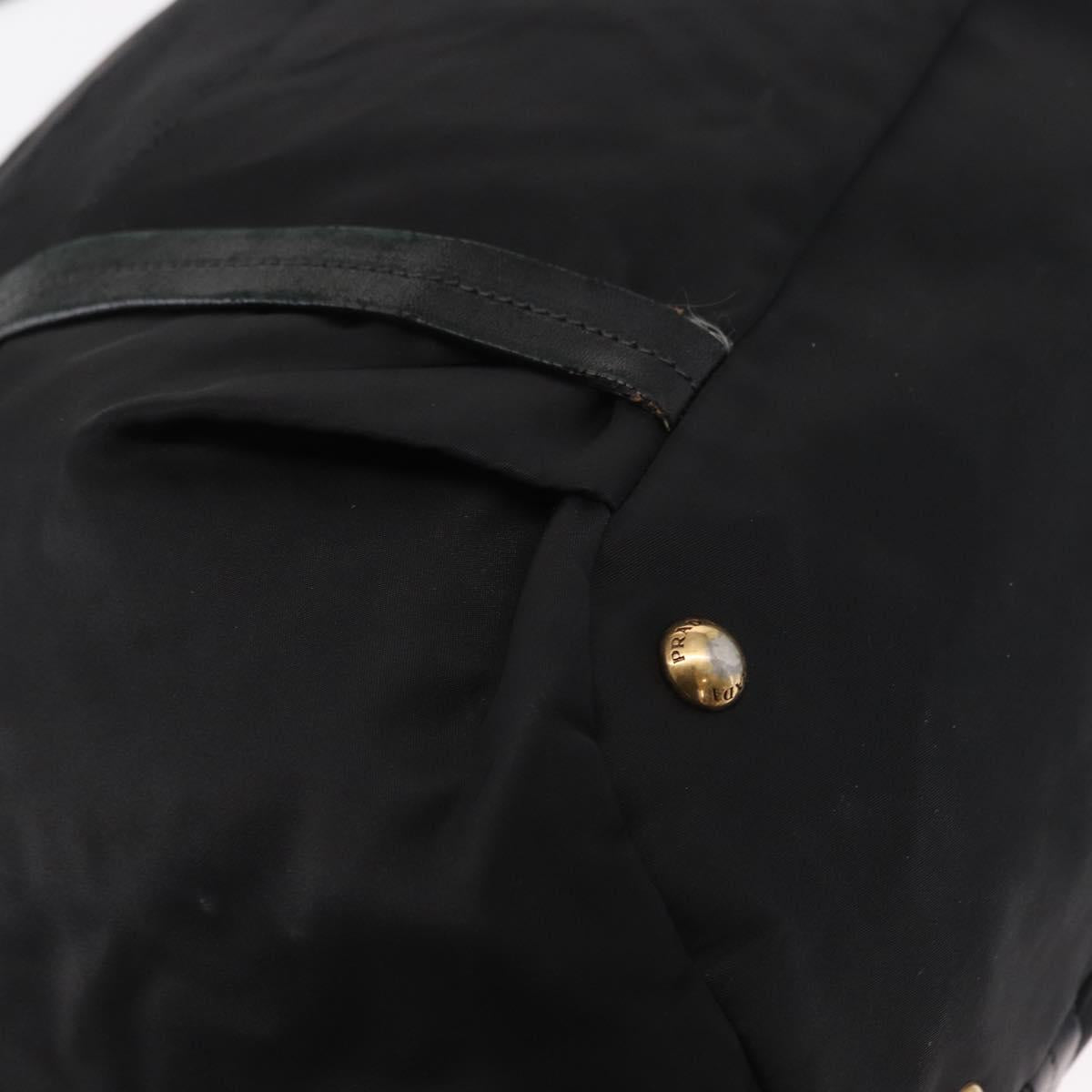PRADA Tote Bag Nylon Leather 2way Black Gold Auth bs31167