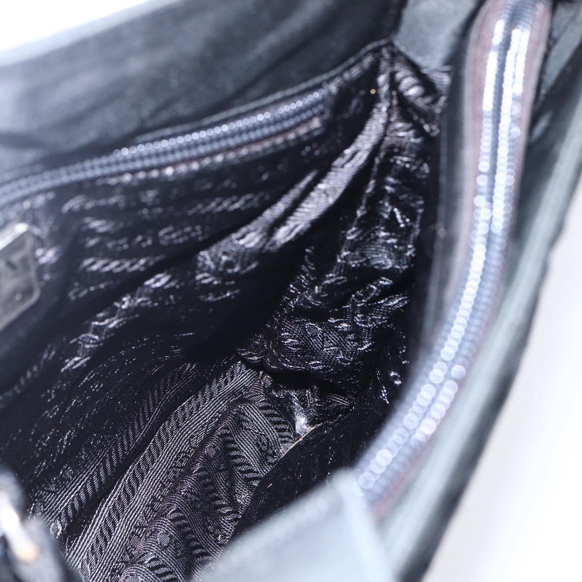 PRADA Shoulder Bag Nylon Black Silver Auth bs31168