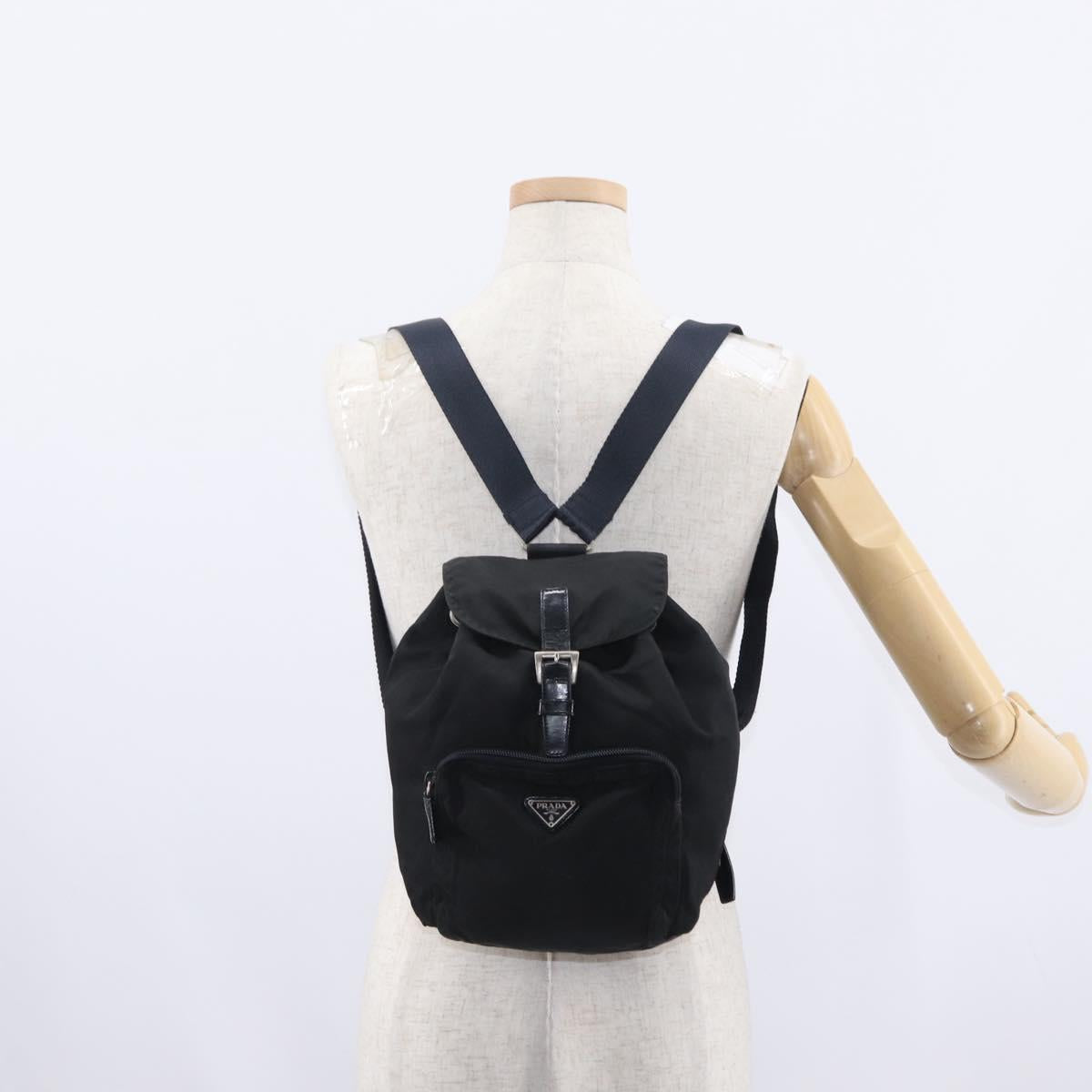 PRADA Backpack Nylon Black Silver Auth bs31169