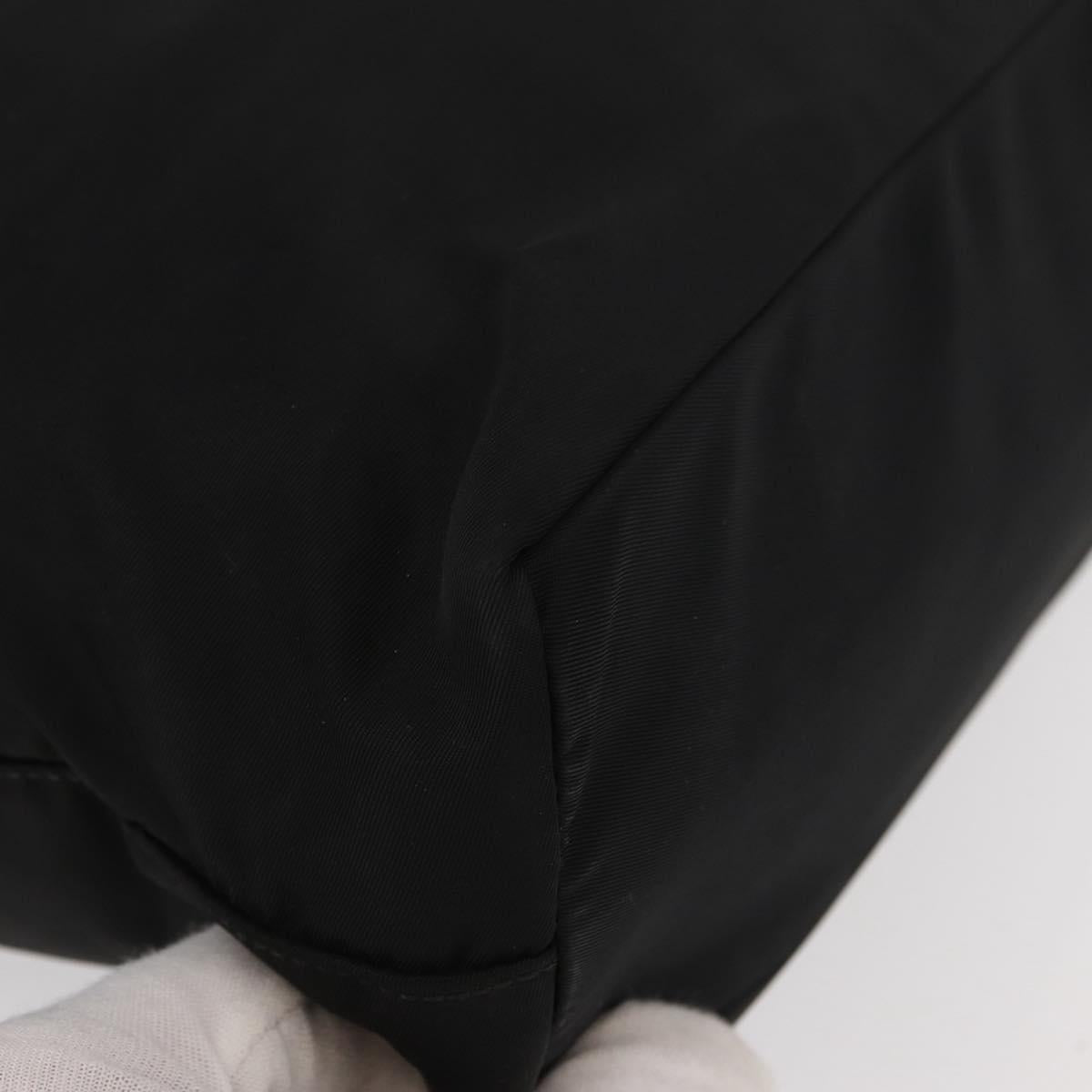 PRADA Tote Bag Nylon Black Silver Auth bs31170