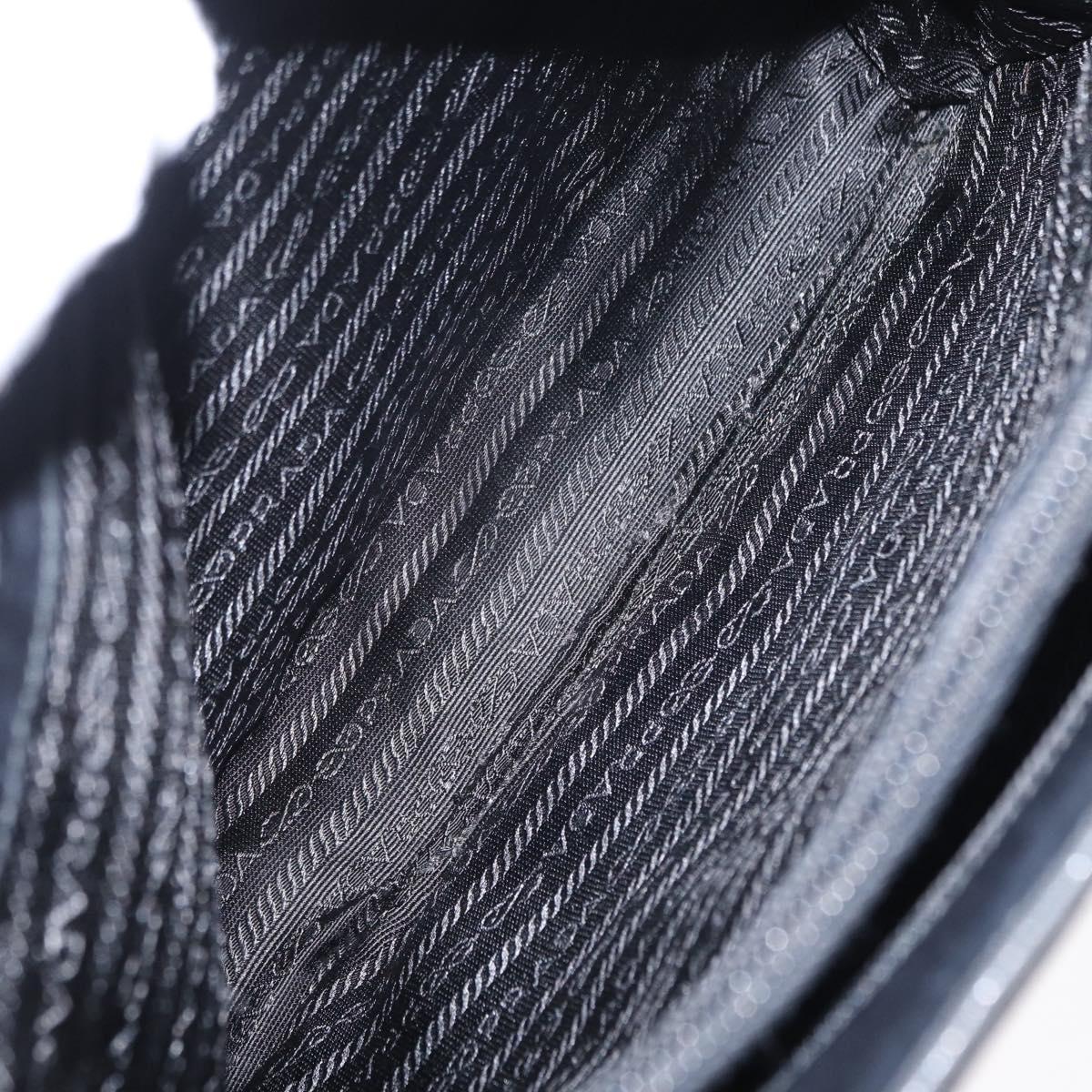 PRADA Tote Bag Nylon Black Silver Auth bs31170