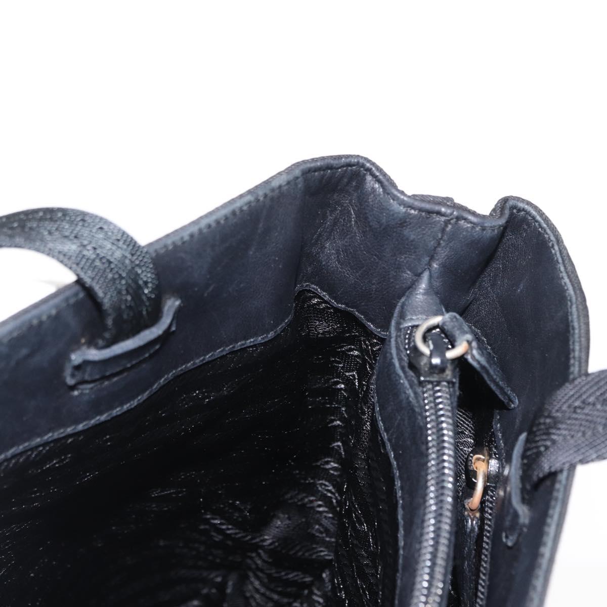 PRADA Tote Bag Nylon Black Silver Auth bs31170