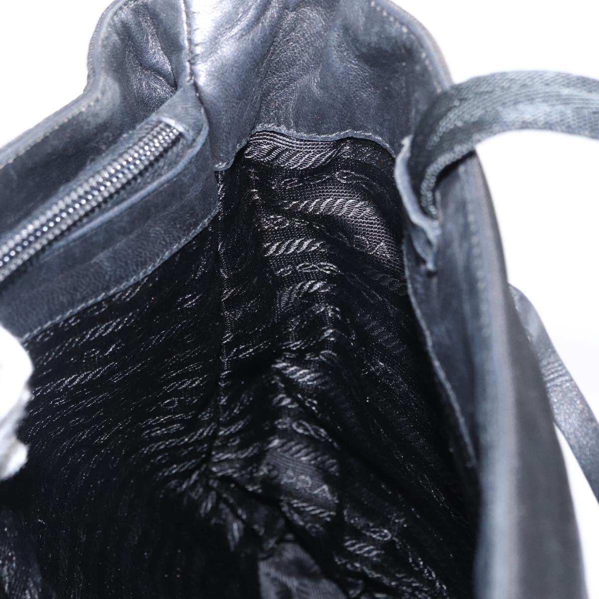 PRADA Tote Bag Nylon Black Silver Auth bs31170