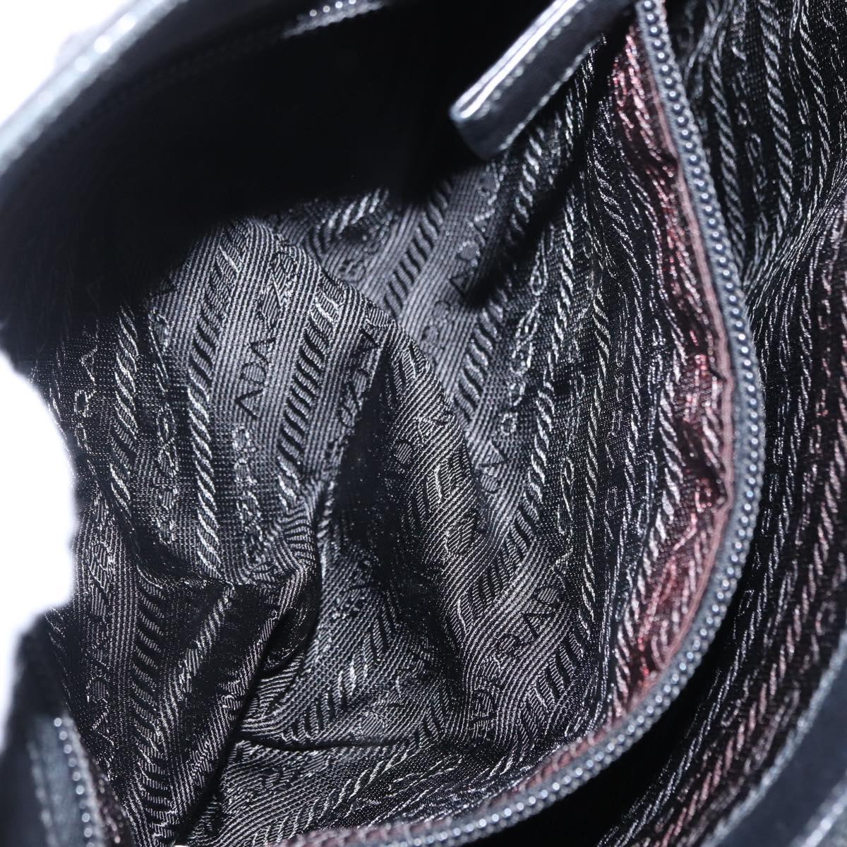 PRADA Tote Bag Nylon Black Silver Auth bs31170