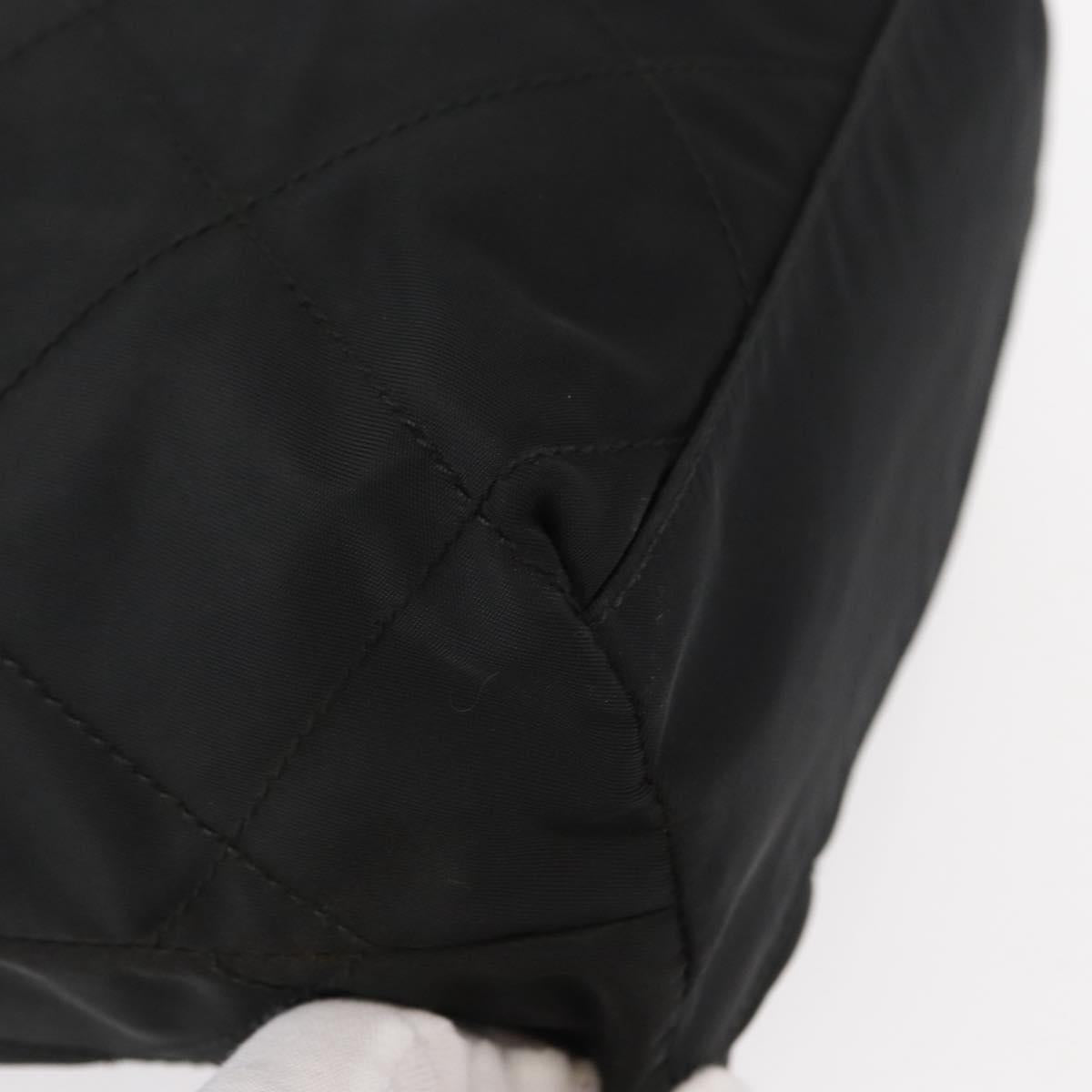 PRADA Chain Hand Bag Nylon Black Gold Auth bs31172