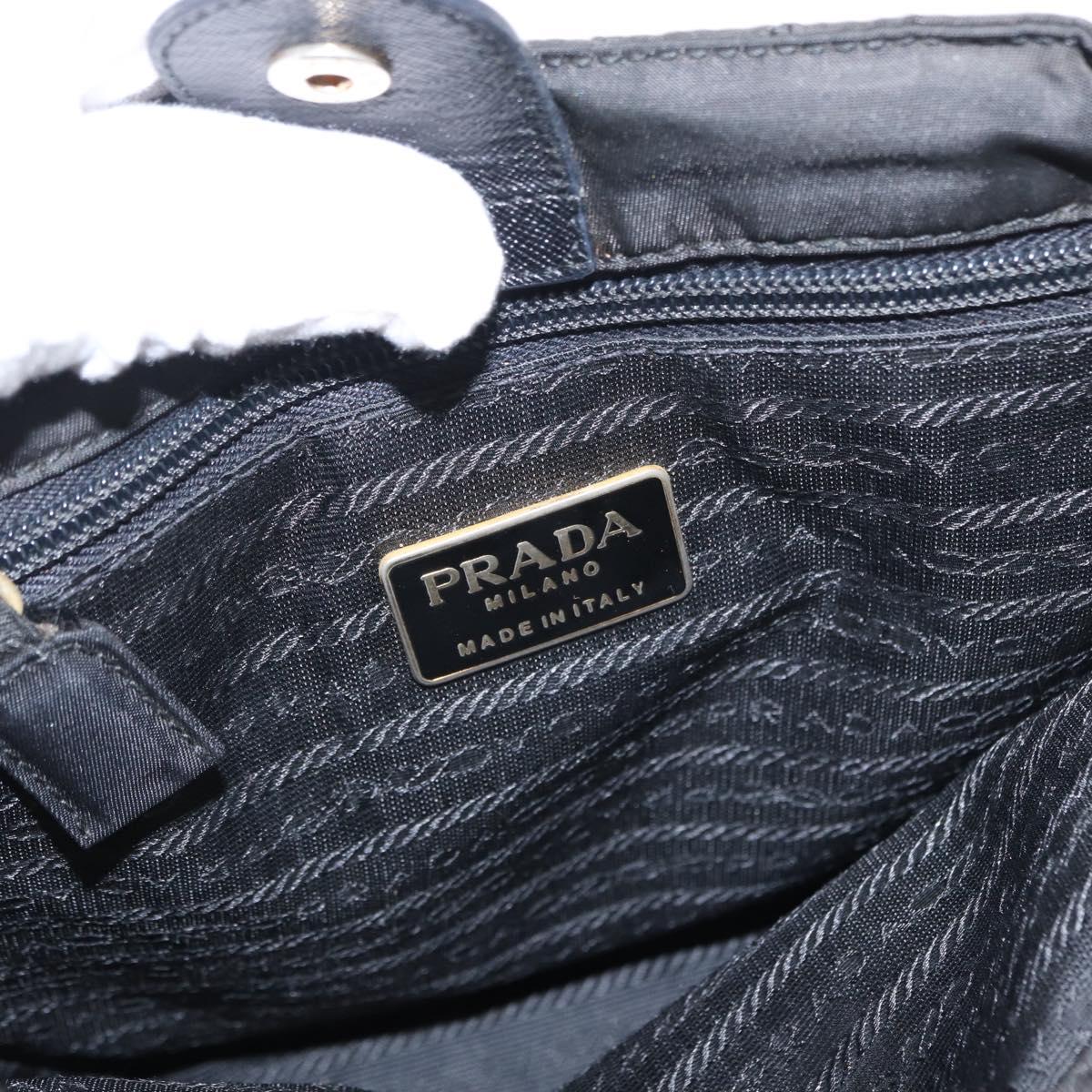 PRADA Chain Hand Bag Nylon Black Gold Auth bs31172