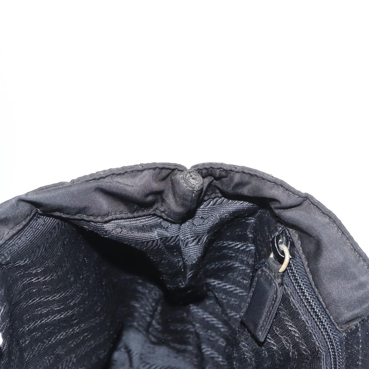 PRADA Chain Hand Bag Nylon Black Gold Auth bs31172