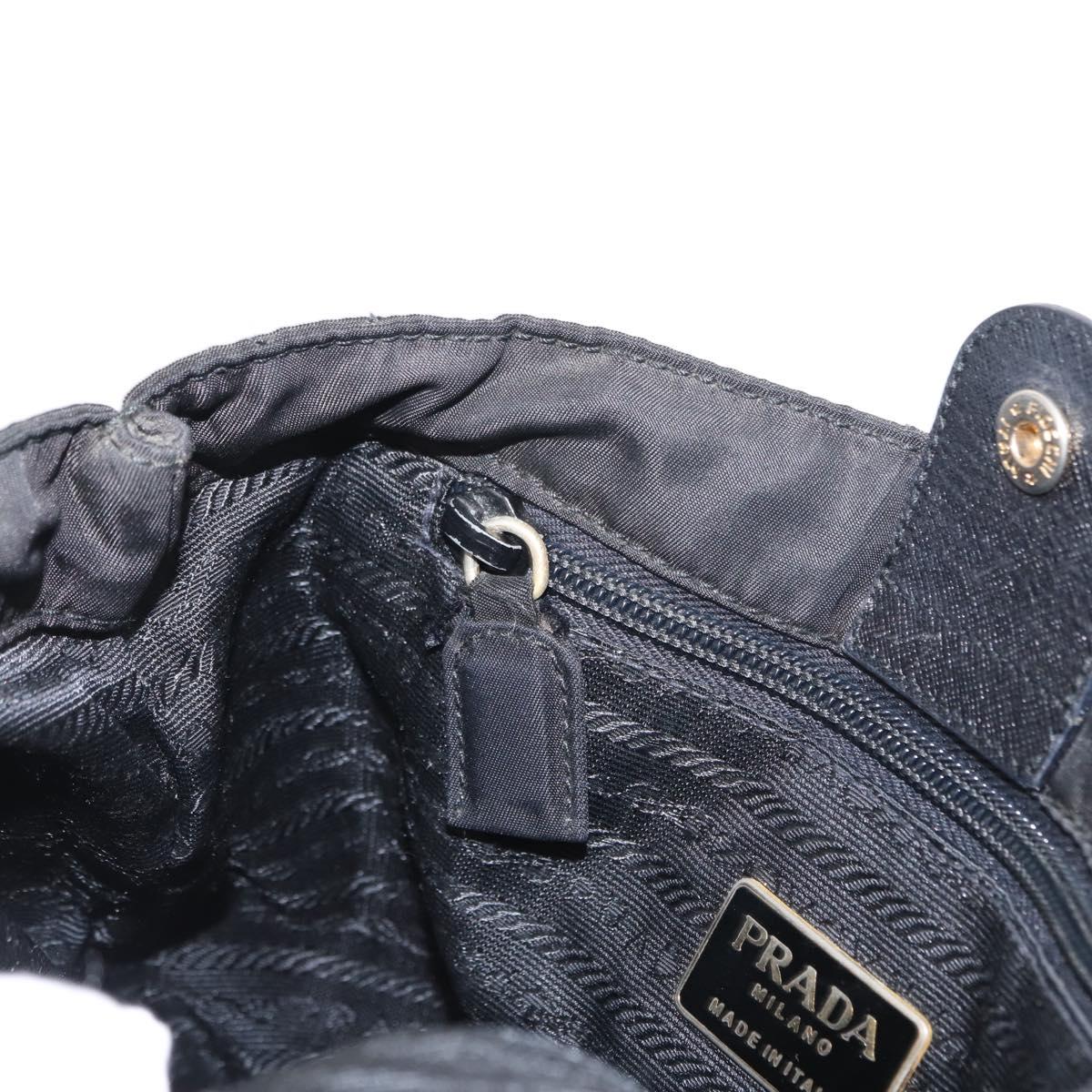 PRADA Chain Hand Bag Nylon Black Gold Auth bs31172
