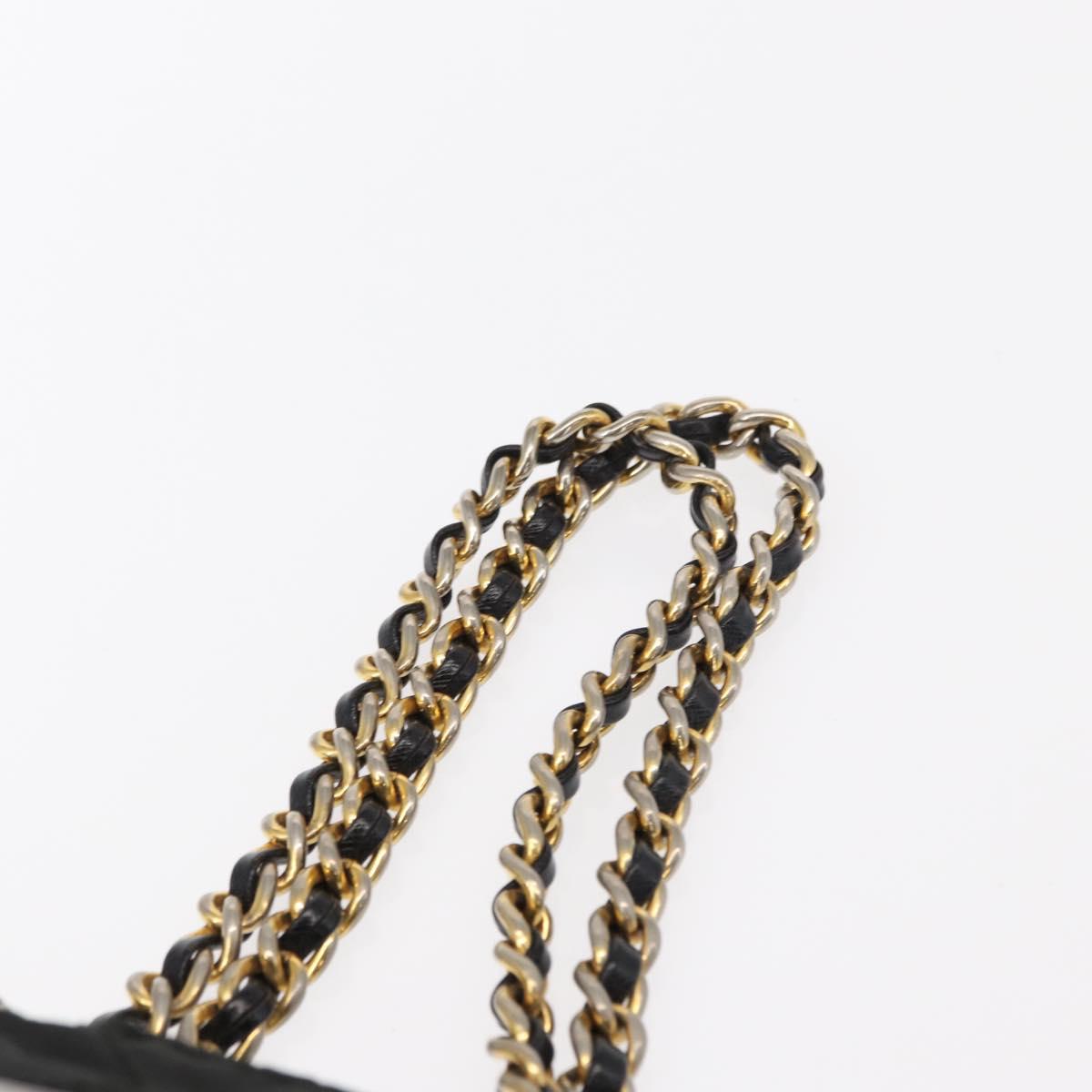 PRADA Chain Hand Bag Nylon Black Gold Auth bs31172