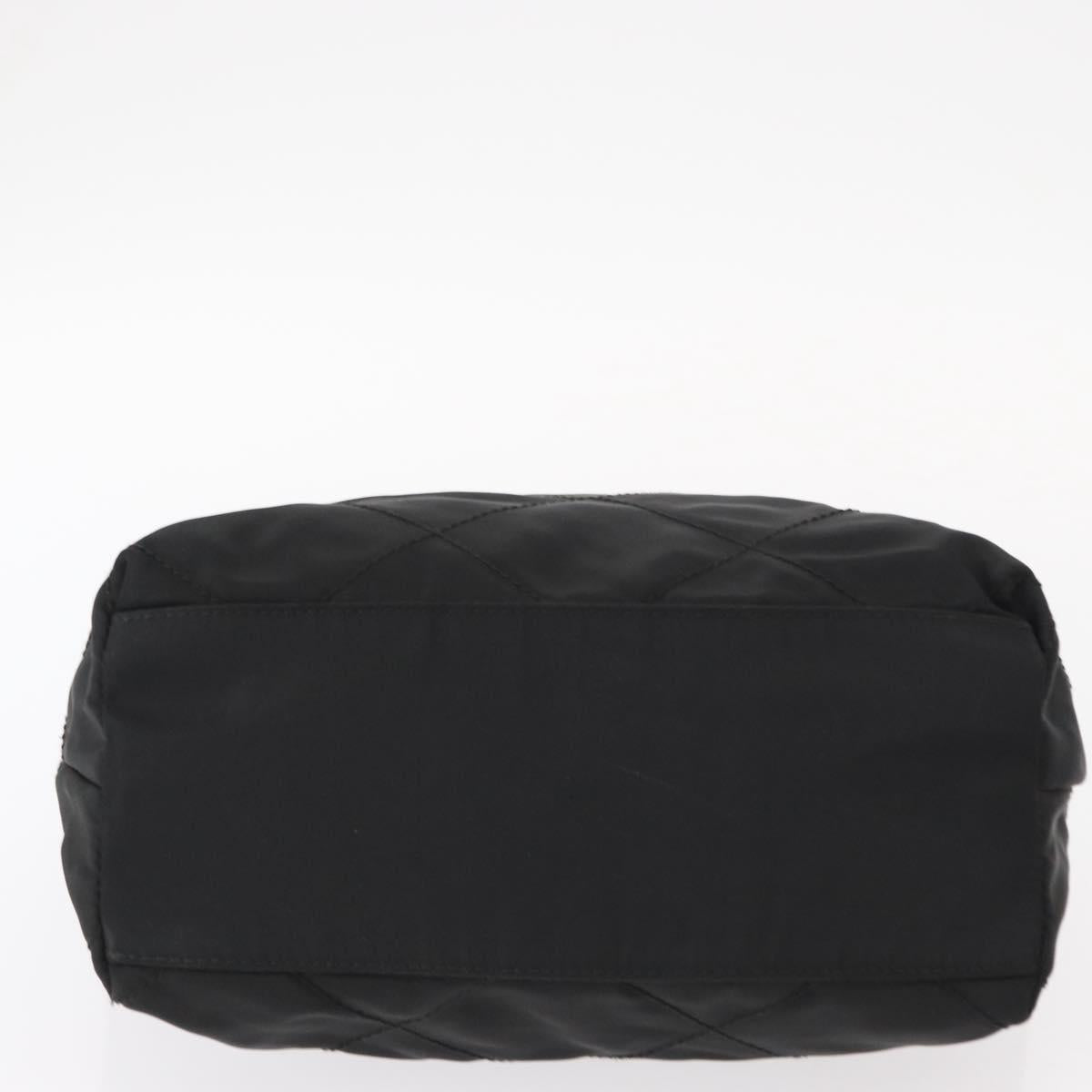 PRADA Chain Hand Bag Nylon Black Gold Auth bs31172
