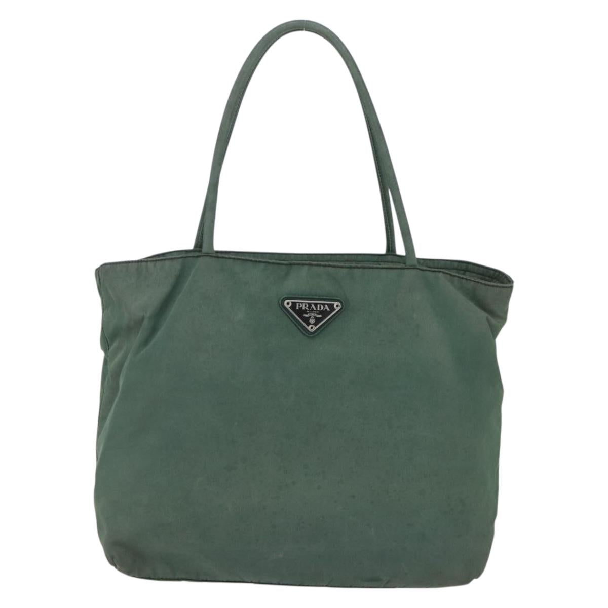 PRADA Tote Bag Nylon Khaki Silver Auth bs31174