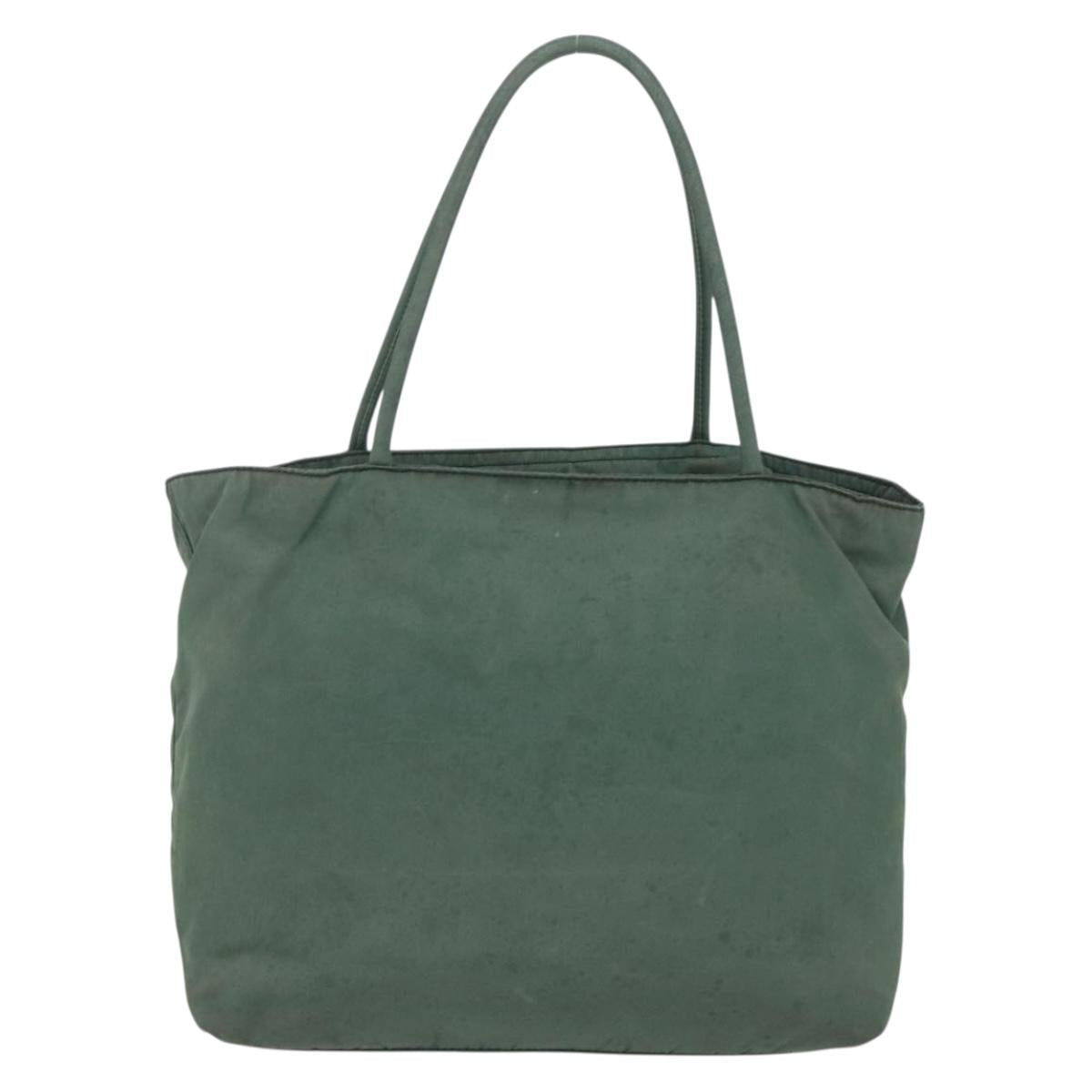 PRADA Tote Bag Nylon Khaki Silver Auth bs31174