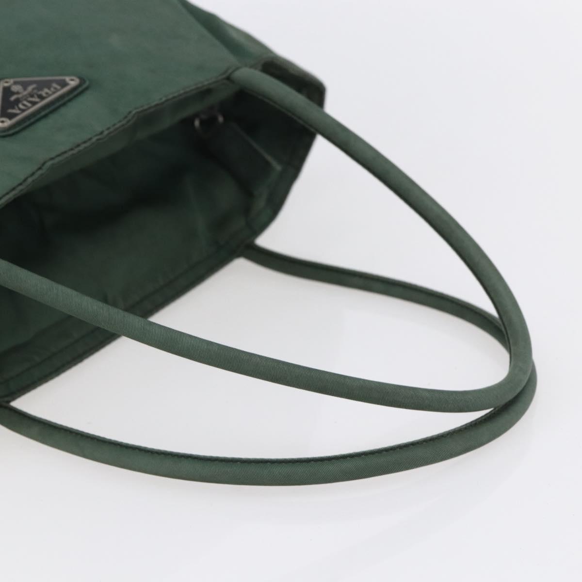 PRADA Tote Bag Nylon Khaki Silver Auth bs31174