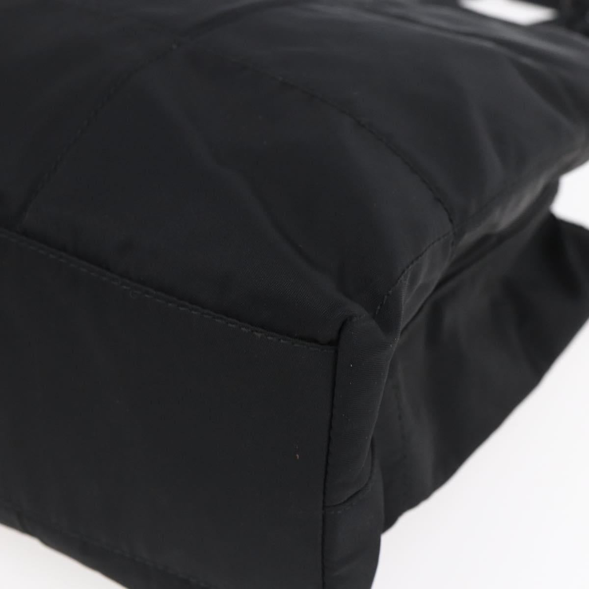 PRADA Tote Bag Nylon Black Silver Auth bs31175