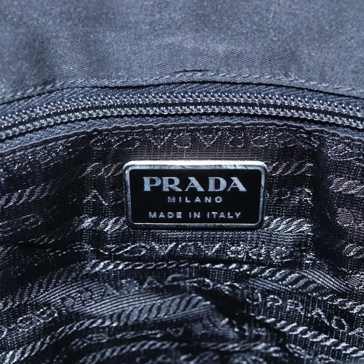 PRADA Tote Bag Nylon Black Silver Auth bs31175