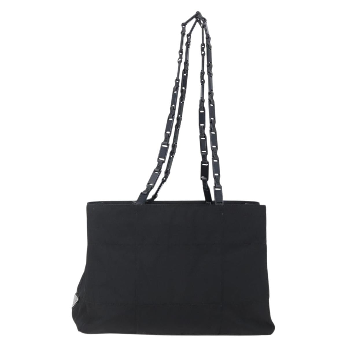 PRADA Tote Bag Nylon Black Silver Auth bs31175