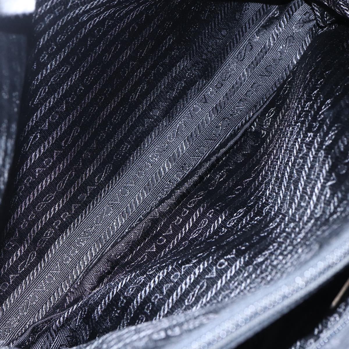 PRADA Tote Bag Nylon Black Silver Auth bs31175