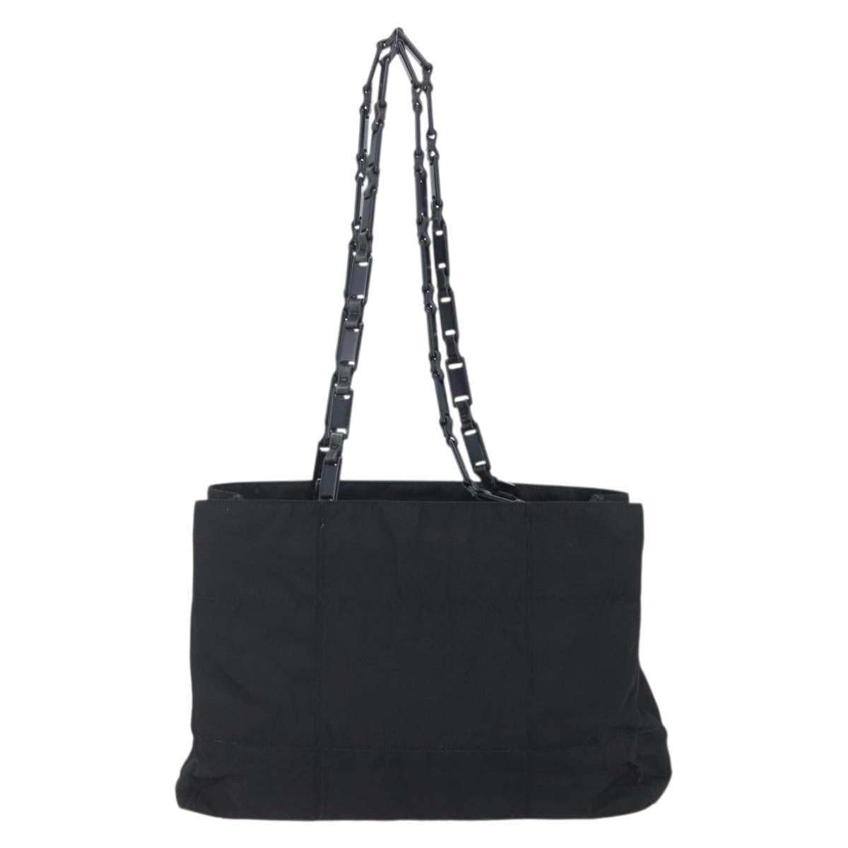 PRADA Tote Bag Nylon Black Silver Auth bs31175