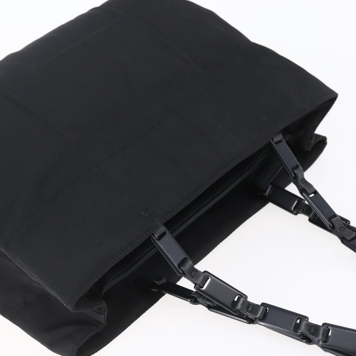 PRADA Tote Bag Nylon Black Silver Auth bs31175