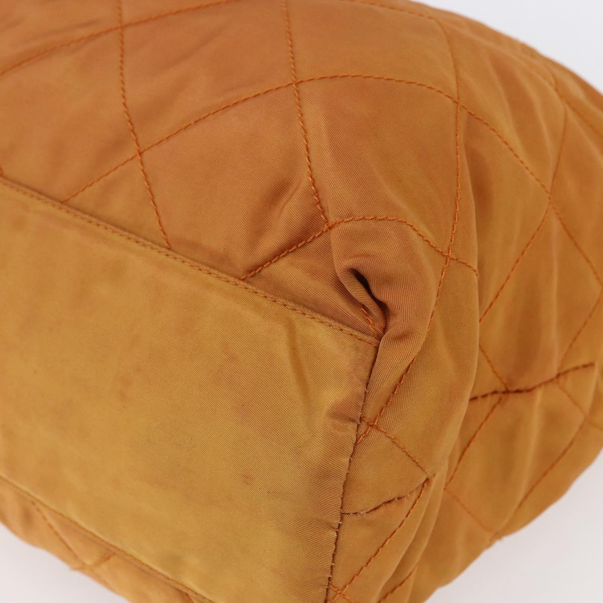PRADA Chain Shoulder Bag Nylon Orange Gold Auth bs31177
