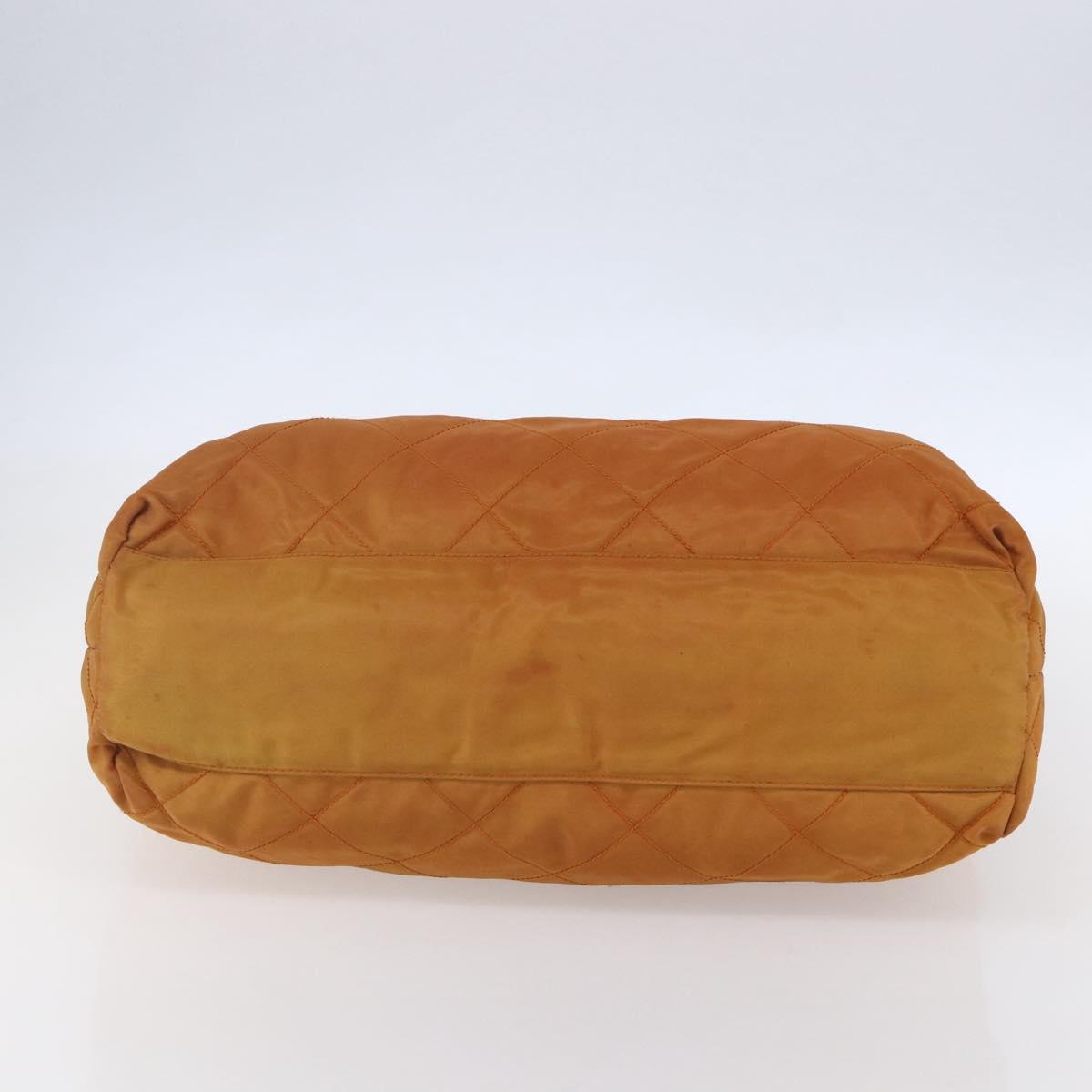 PRADA Chain Shoulder Bag Nylon Orange Gold Auth bs31177