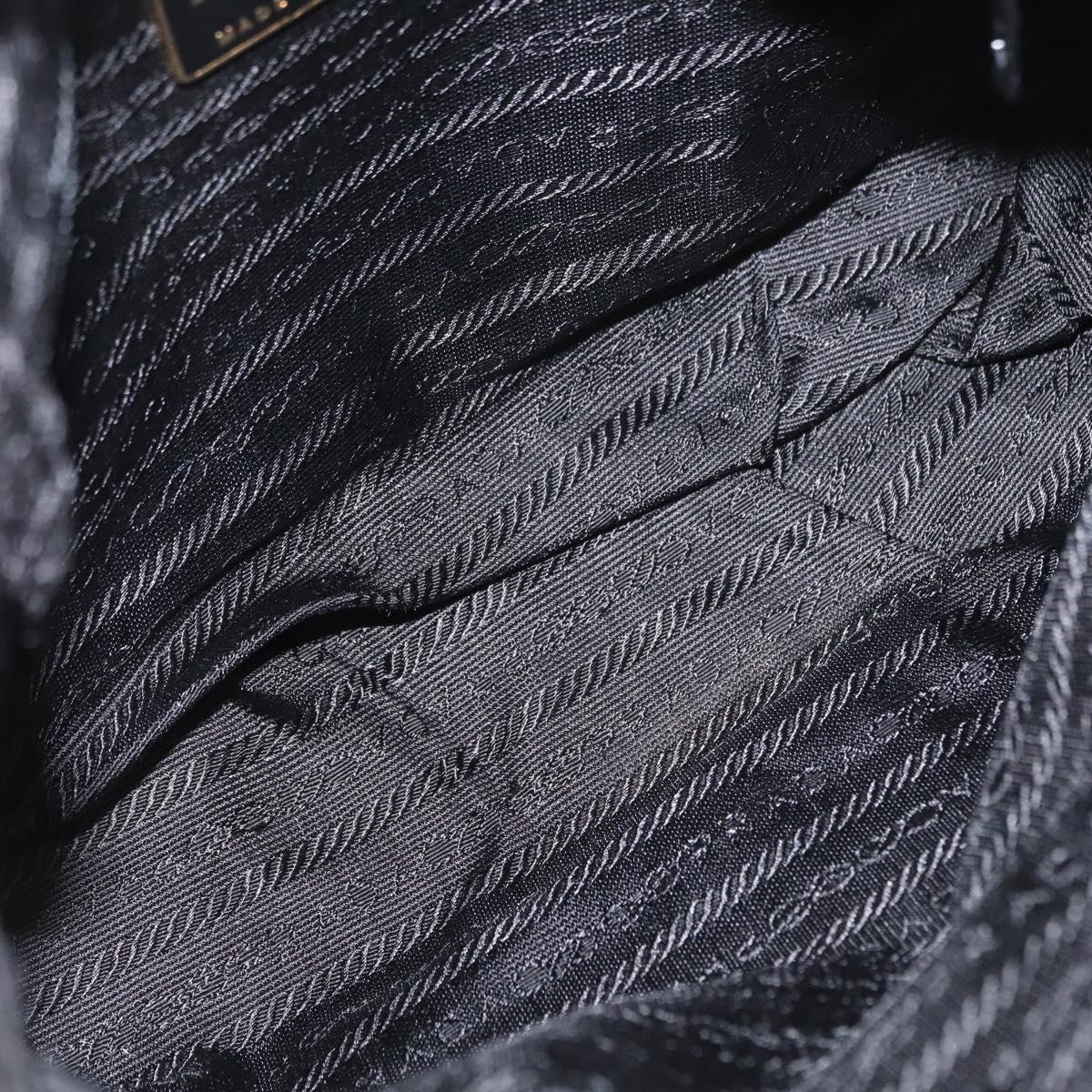 PRADA Chain Shoulder Bag Nylon Black Gold Auth bs31178