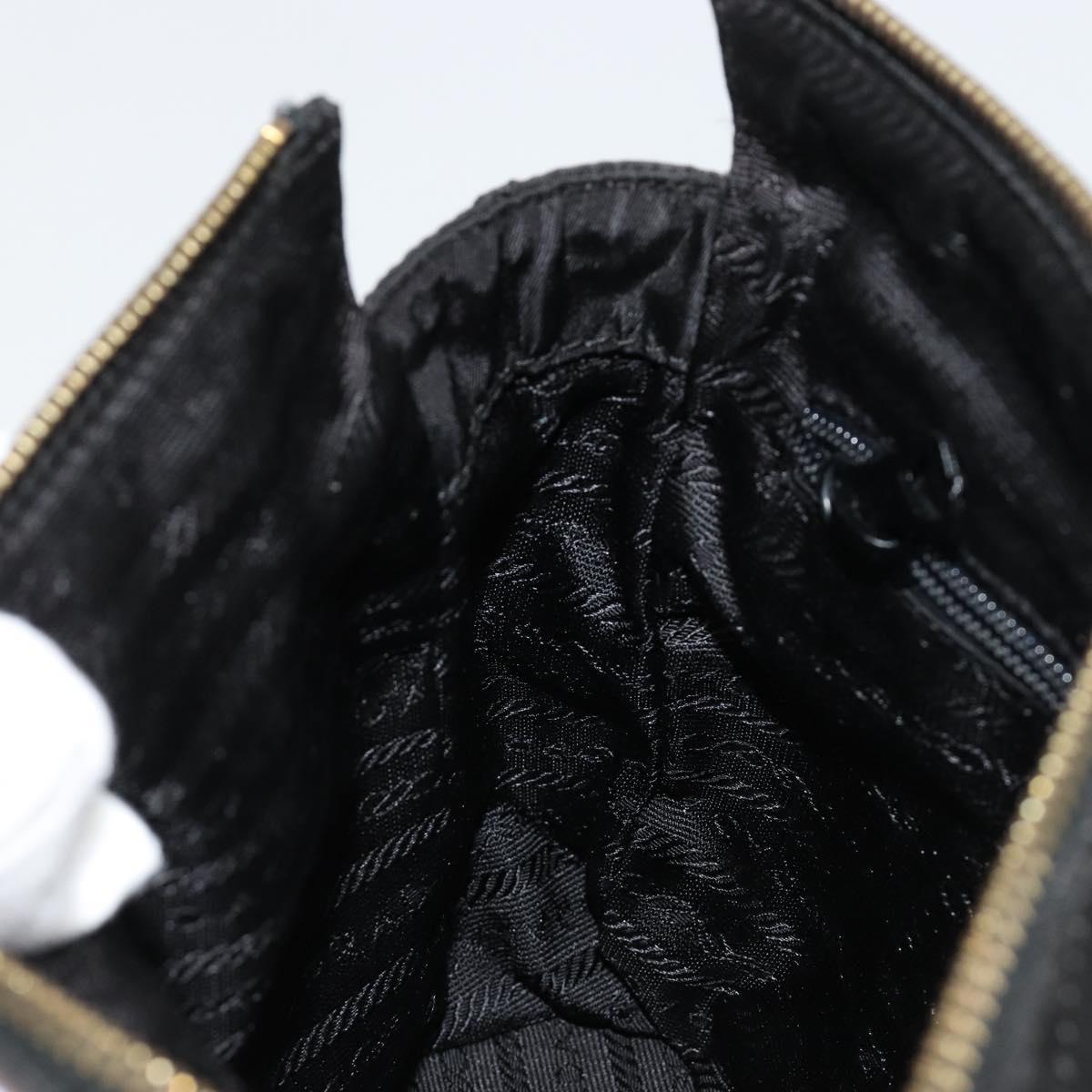 PRADA Chain Shoulder Bag Nylon Black Gold Auth bs31178