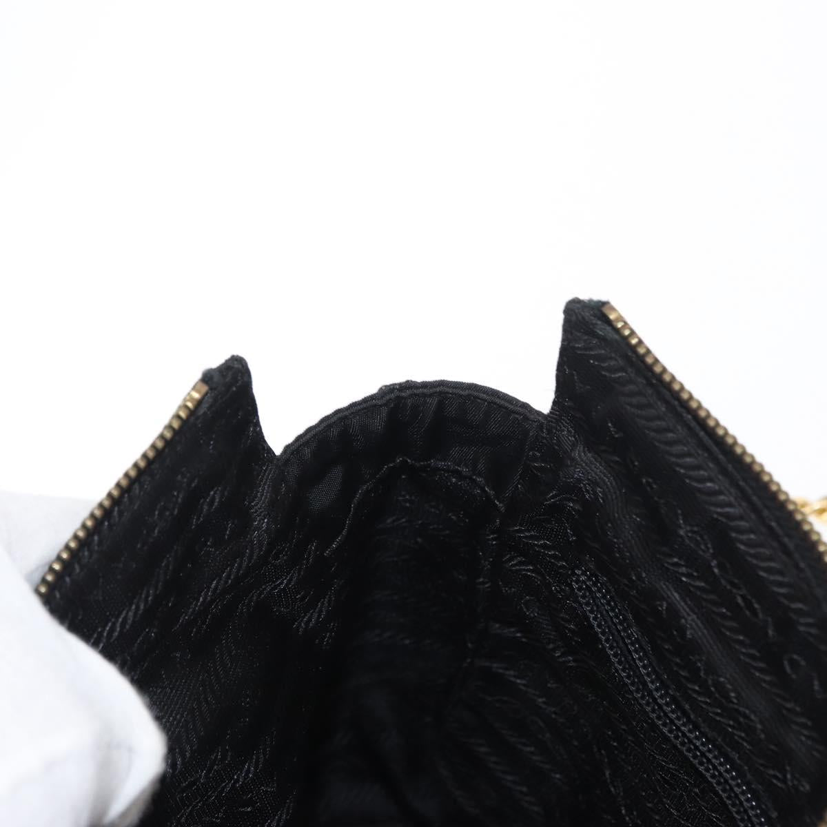 PRADA Chain Shoulder Bag Nylon Black Gold Auth bs31178