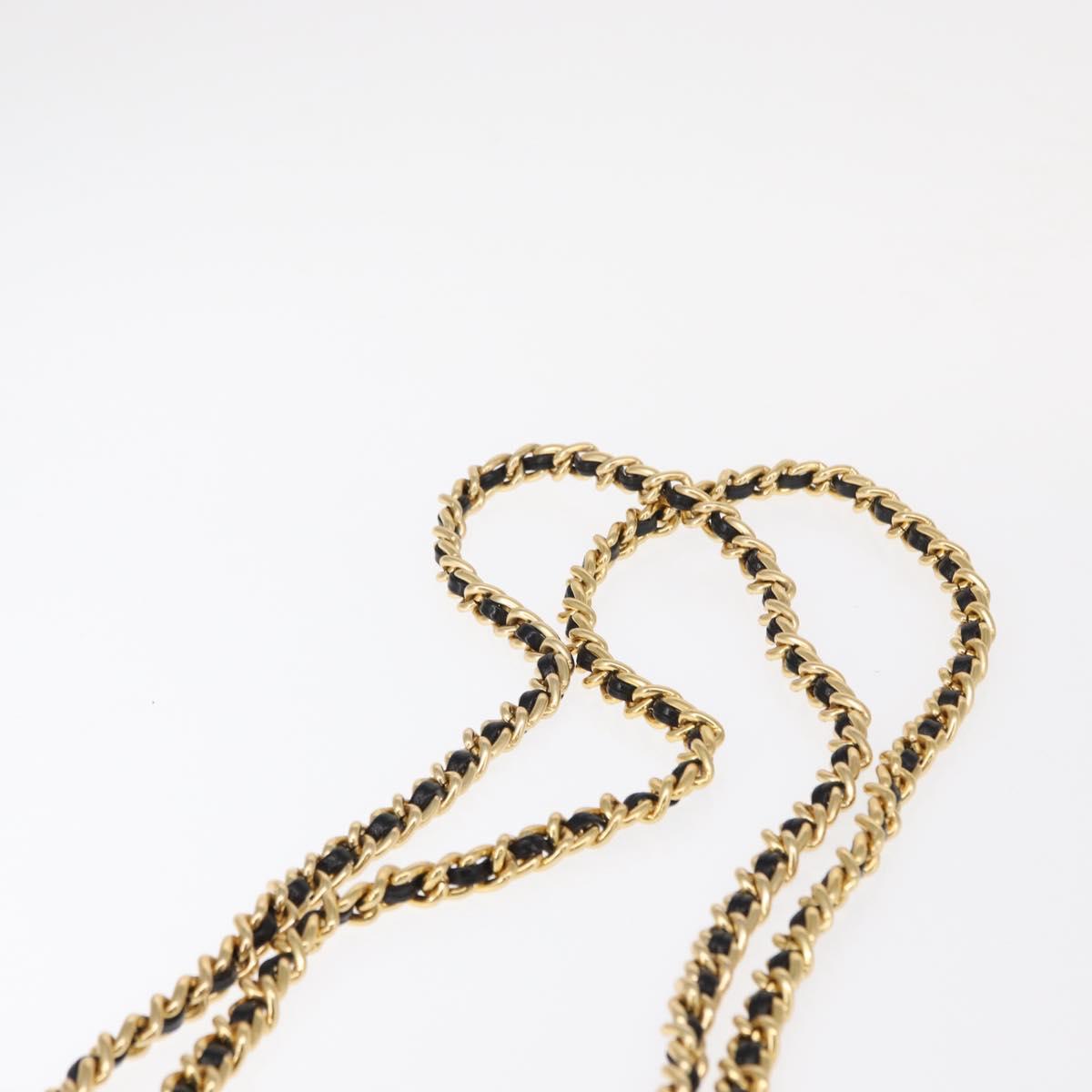 PRADA Chain Shoulder Bag Nylon Black Gold Auth bs31178