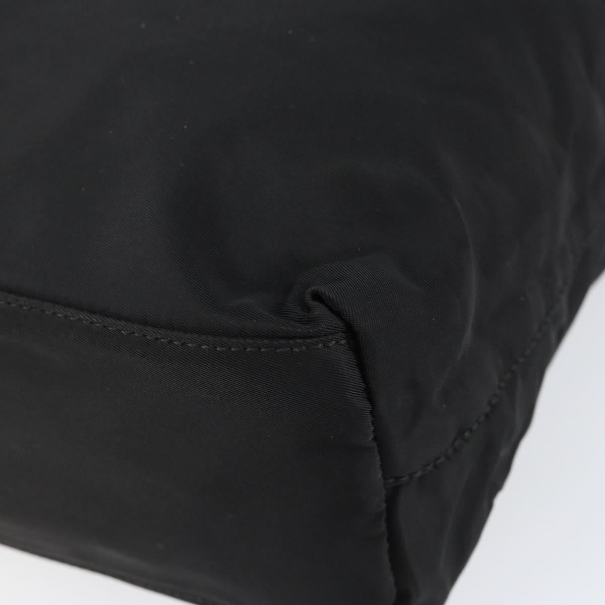 PRADA Hand Bag Nylon Black Silver Auth bs31179