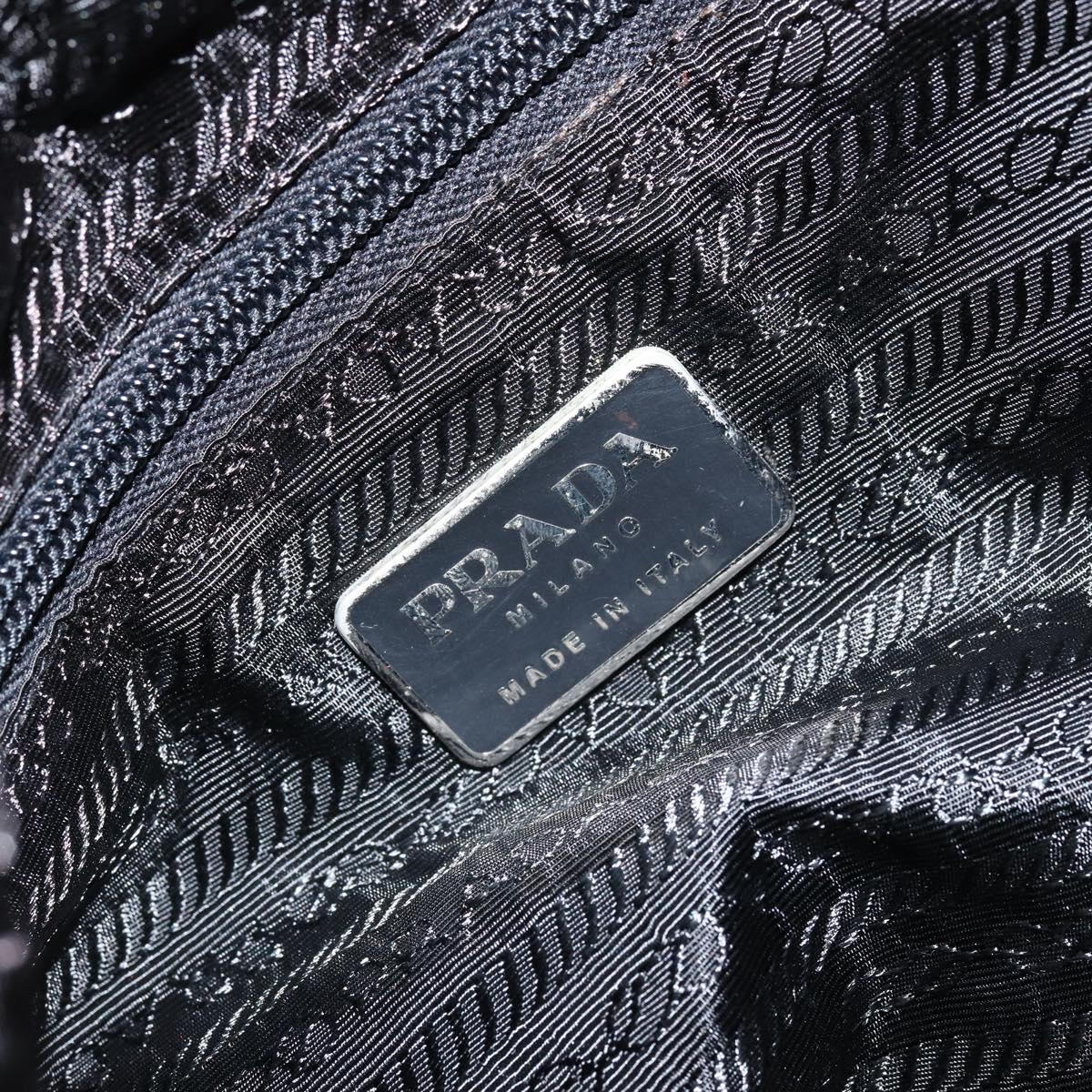 PRADA Hand Bag Nylon Black Silver Auth bs31179