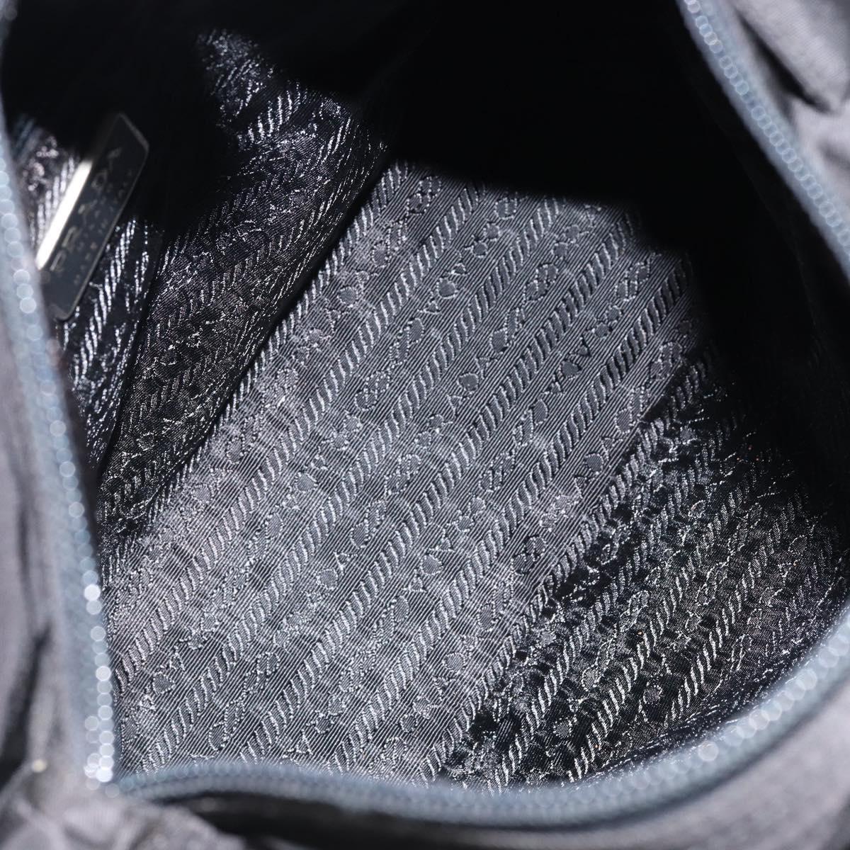 PRADA Hand Bag Nylon Black Silver Auth bs31179