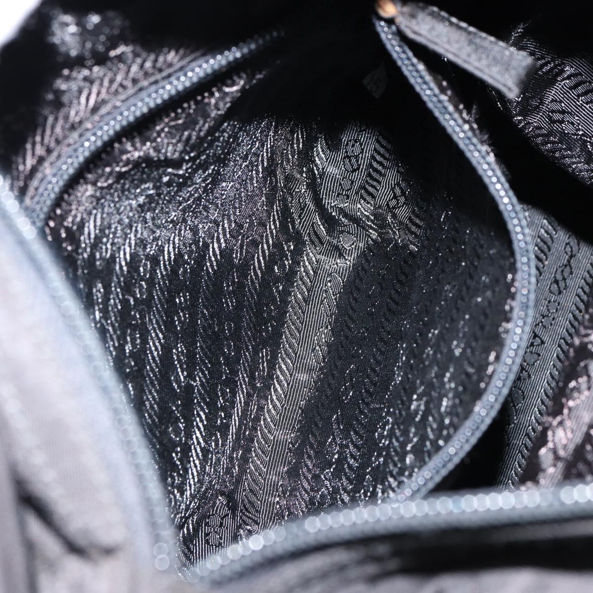 PRADA Hand Bag Nylon Black Silver Auth bs31179