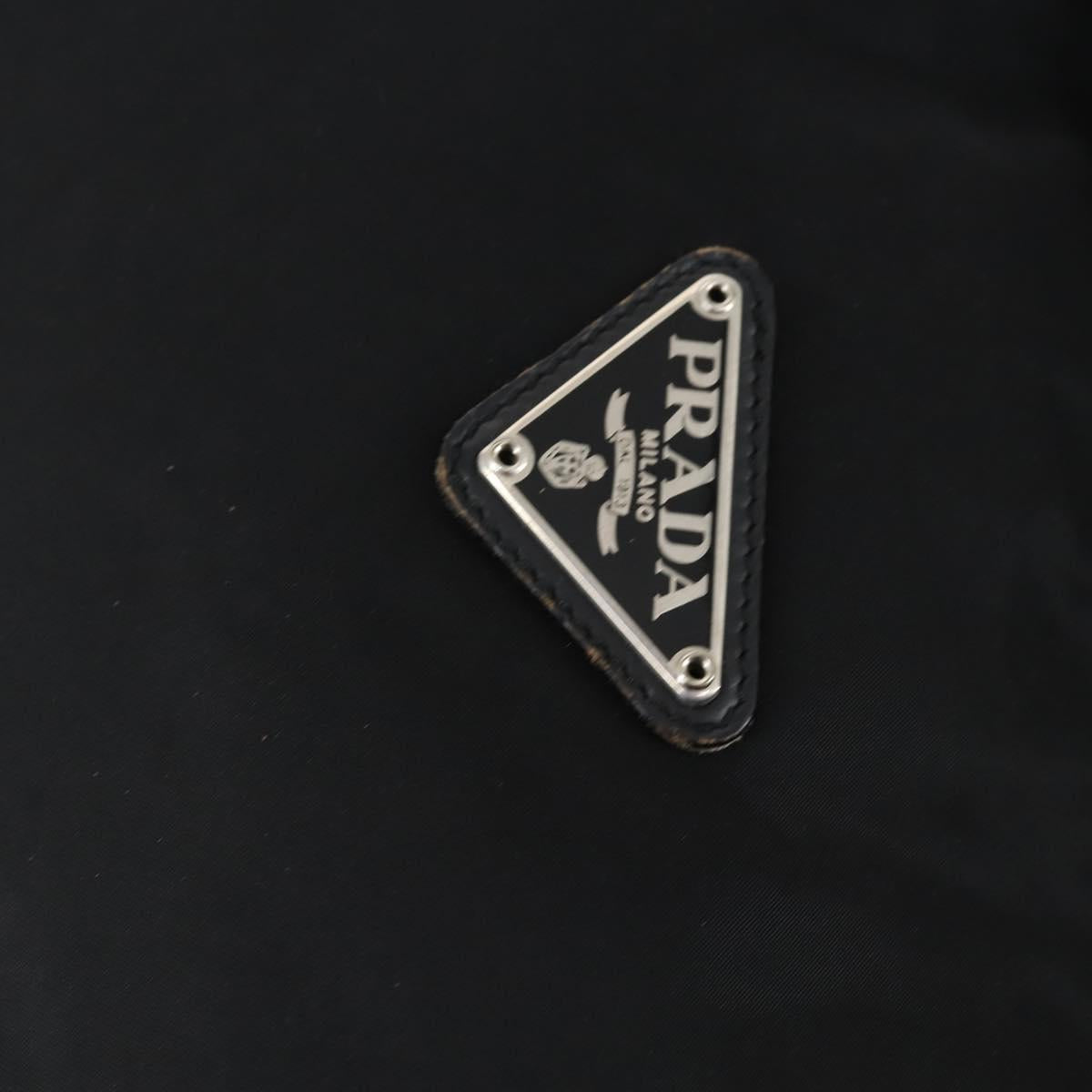 PRADA Tote Bag Nylon Black Silver Auth bs31182