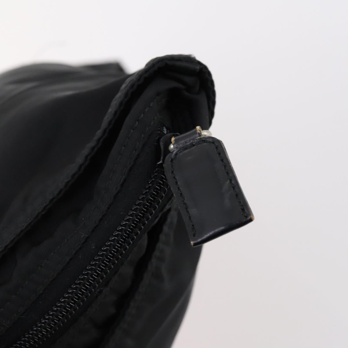 PRADA Tote Bag Nylon Black Silver Auth bs31182