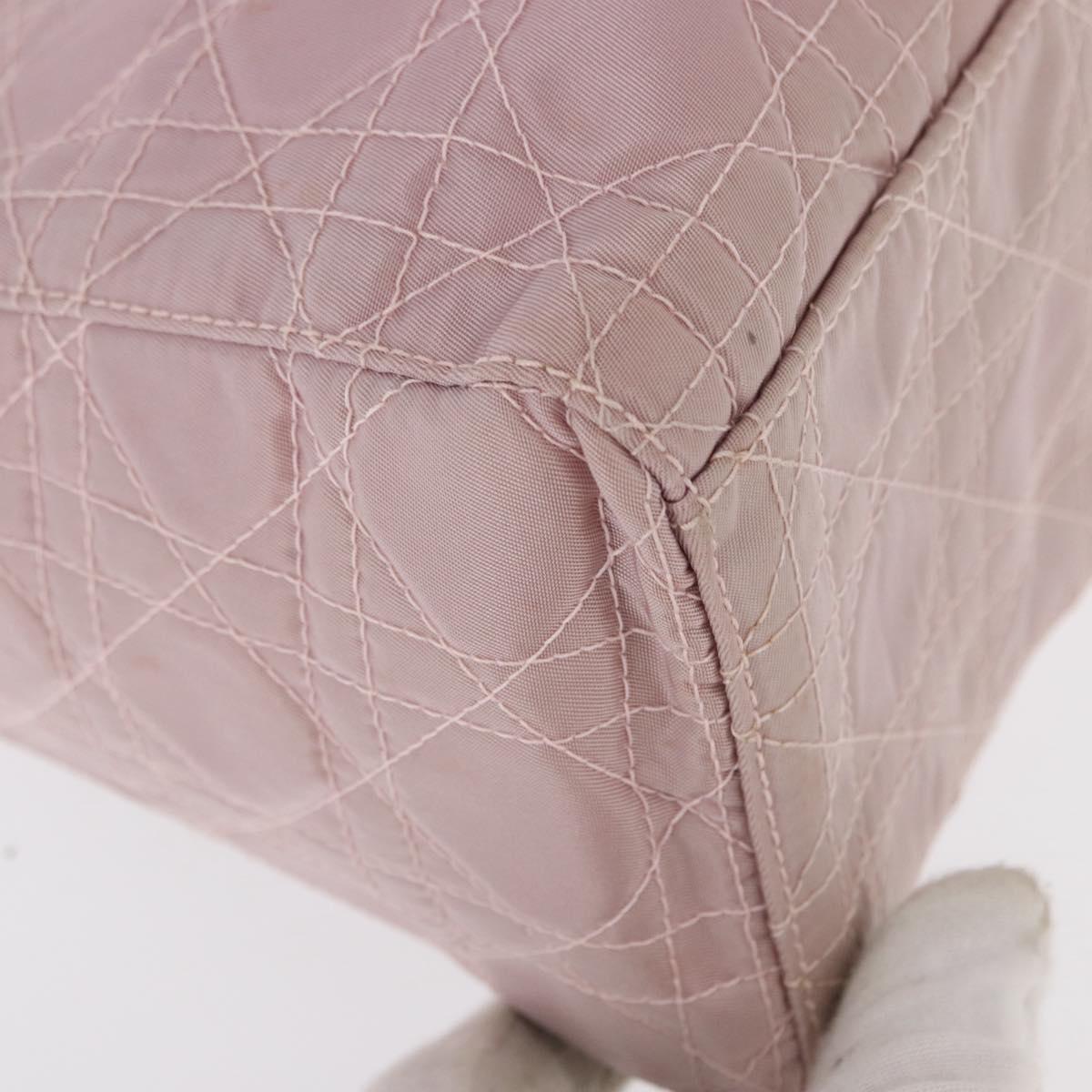Christian Dior Canage Hand Bag Nylon 2way Pink Silver Auth bs31183