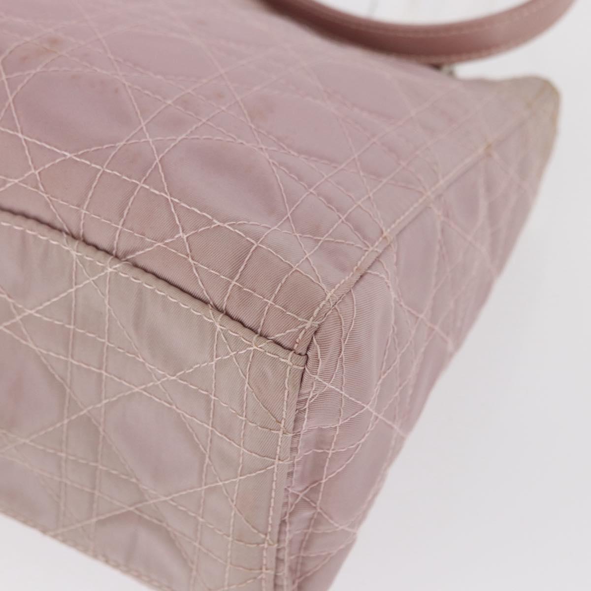 Christian Dior Canage Hand Bag Nylon 2way Pink Silver Auth bs31183
