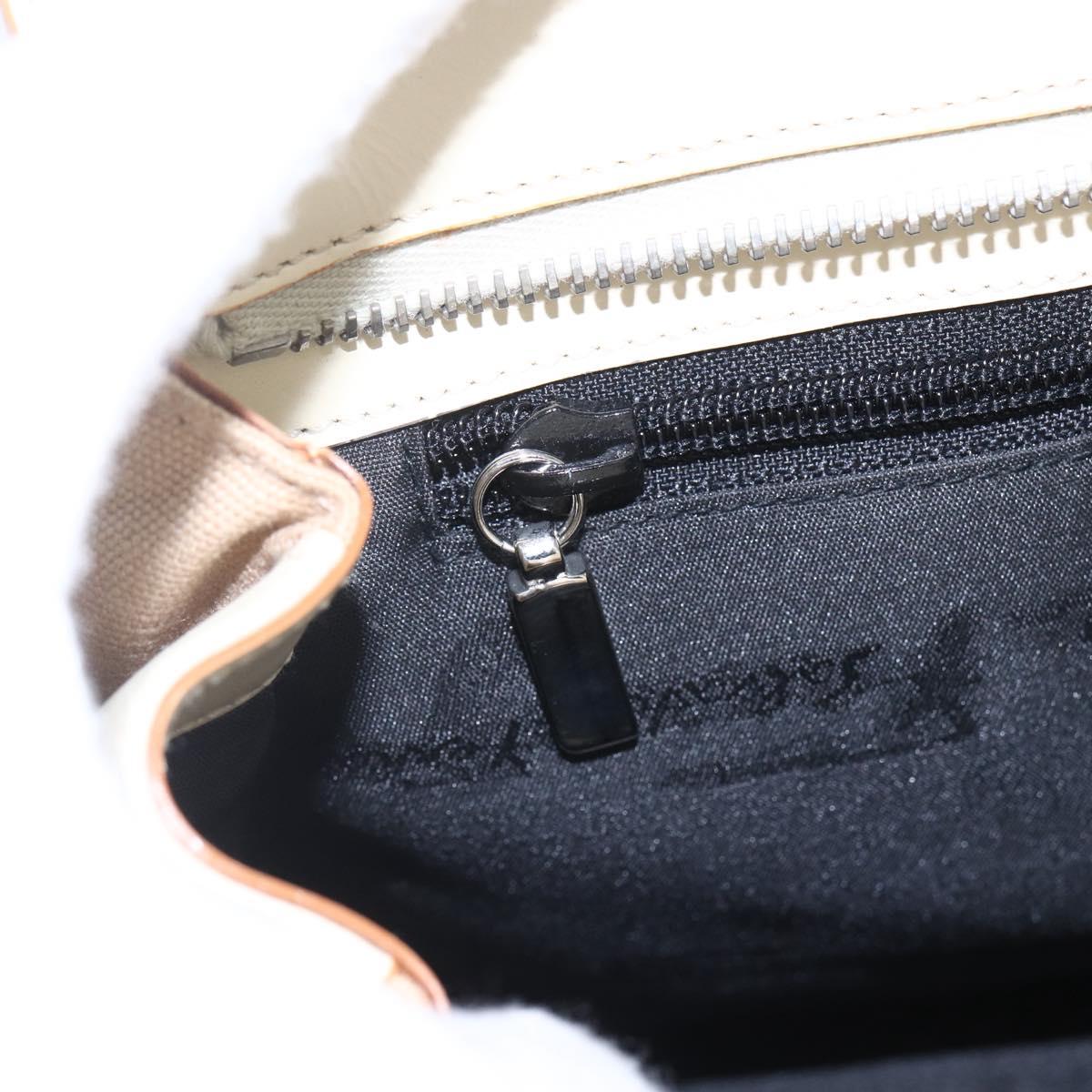 Salvatore Ferragamo Gancini Tote Bag Canvas 2way Beige Silver Auth bs31186