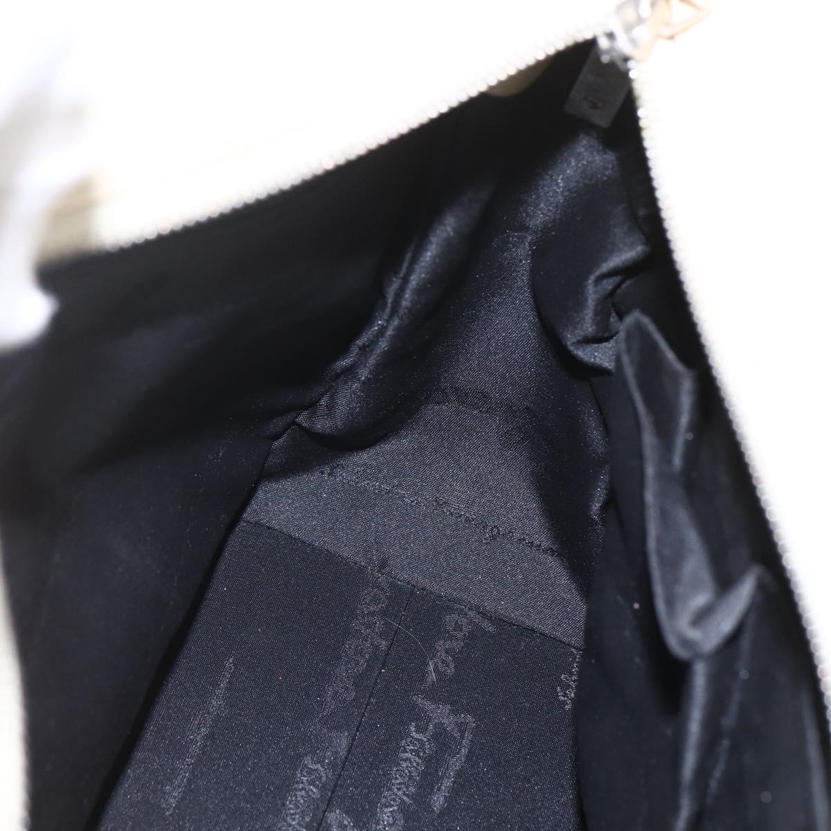 Salvatore Ferragamo Gancini Tote Bag Canvas 2way Beige Silver Auth bs31186