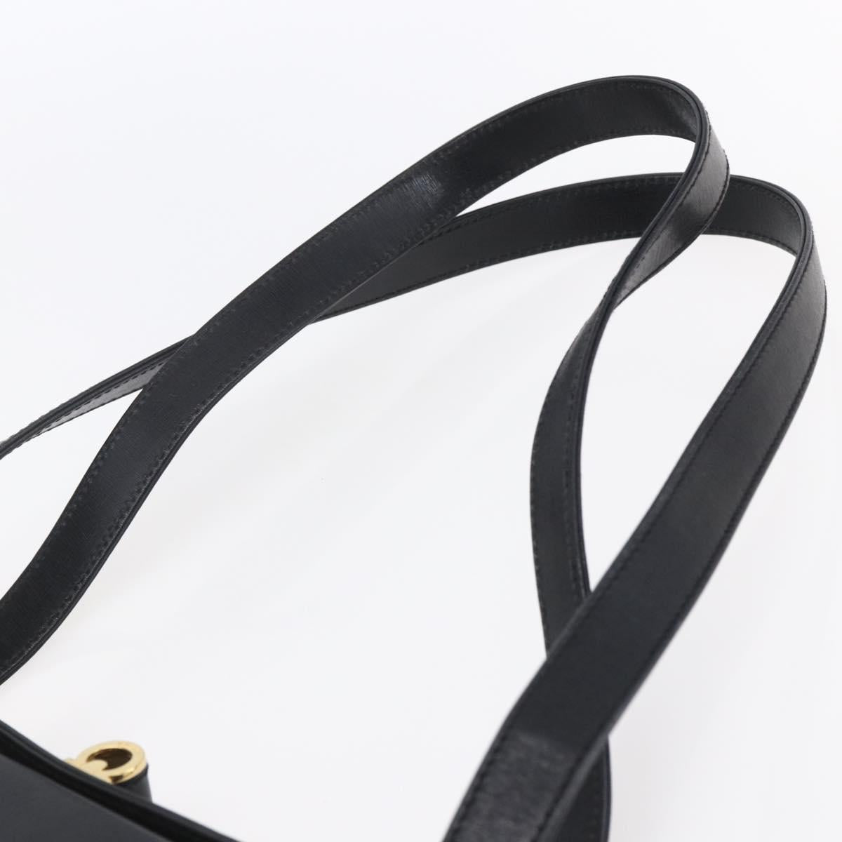 Salvatore Ferragamo Shoulder Bag Leather Black Gold Auth bs31188