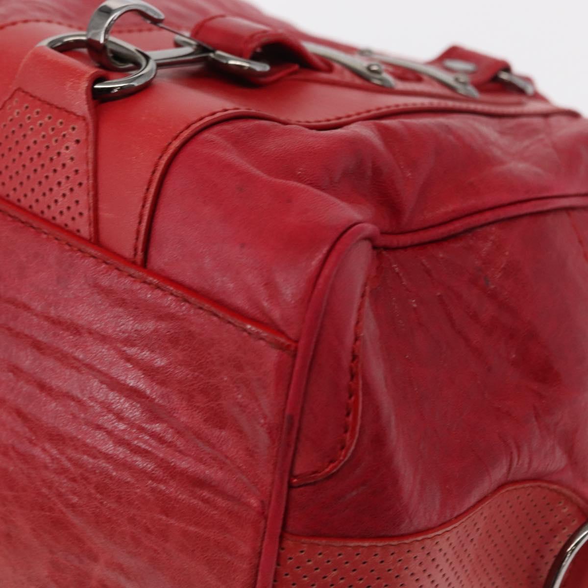 BALENCIAGA Hand Bag Leather Red Silver Auth bs31192