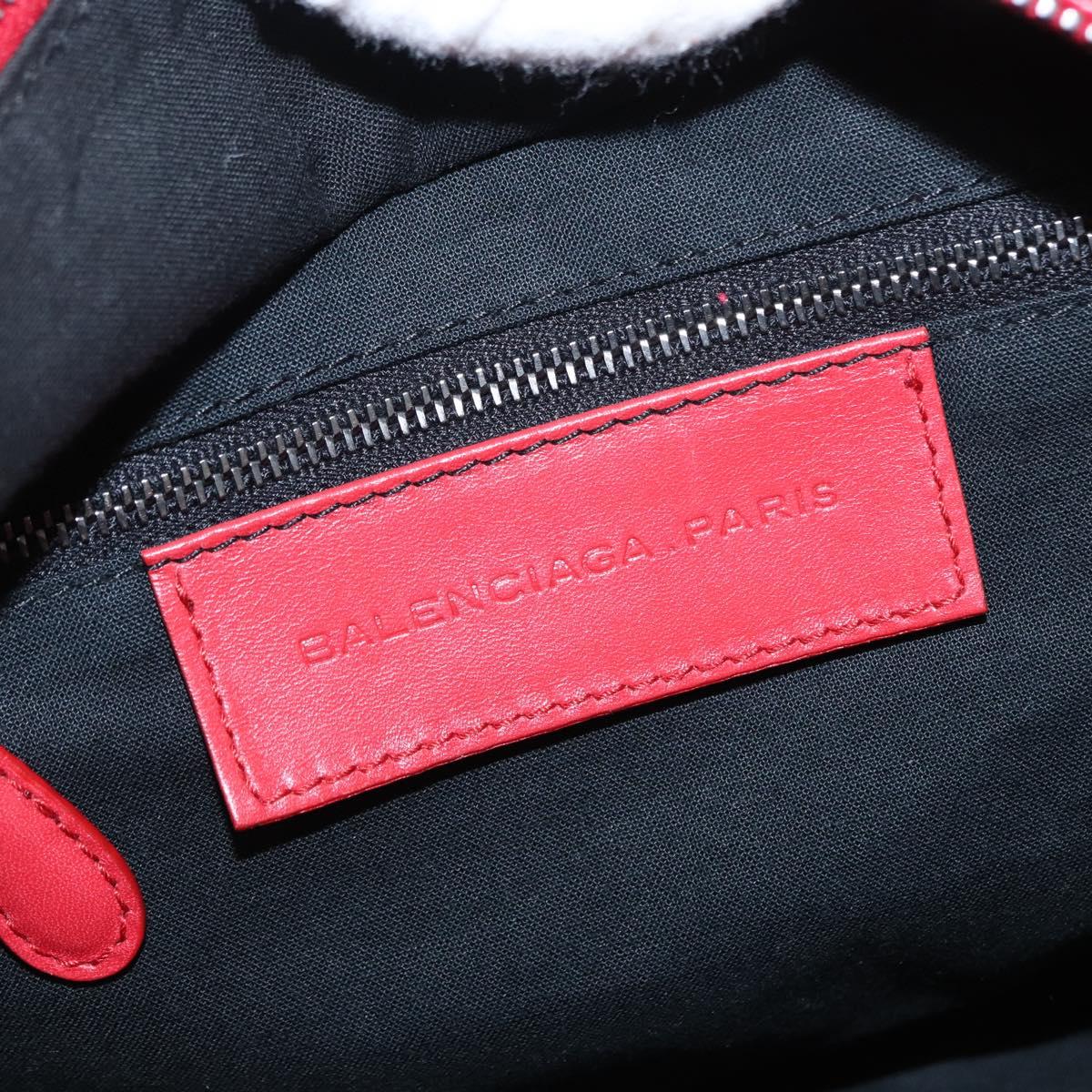 BALENCIAGA Hand Bag Leather Red Silver Auth bs31192