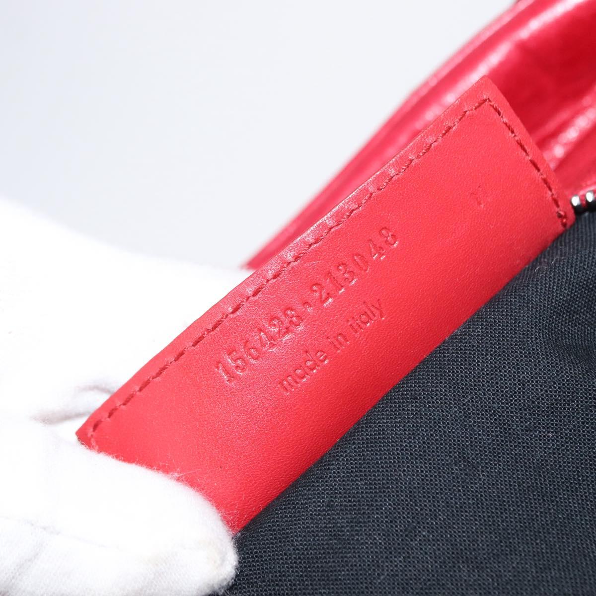 BALENCIAGA Hand Bag Leather Red Silver Auth bs31192