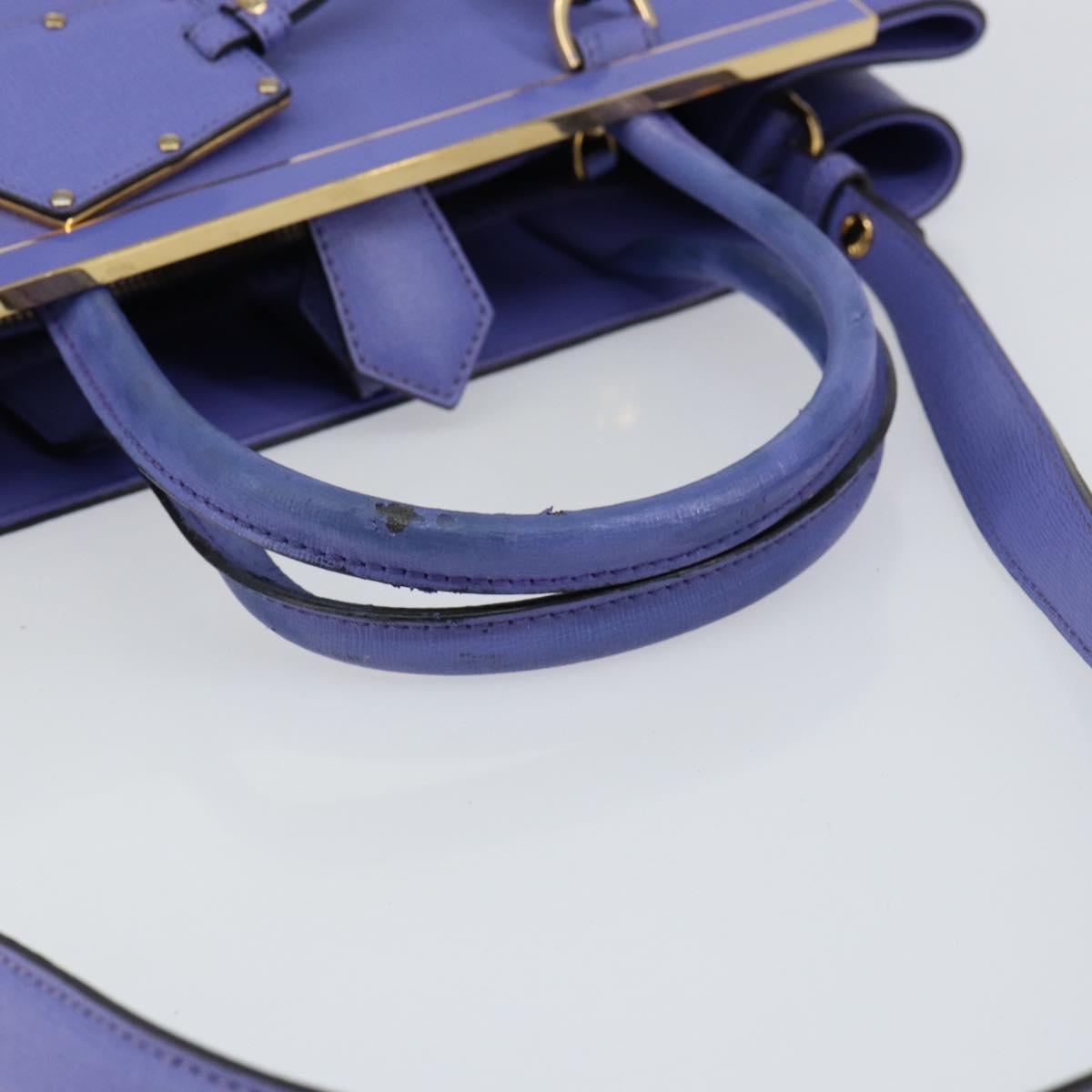 FENDI PETITE 2JOURS Hand Bag Leather Purple Gold Auth bs31194