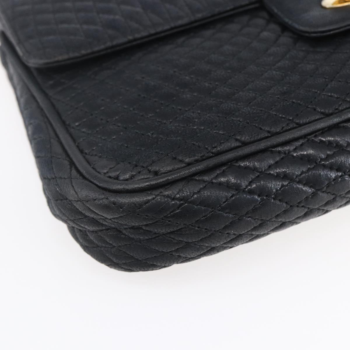 BALLY Chain Shoulder Bag Leather Black Gold Auth bs31195