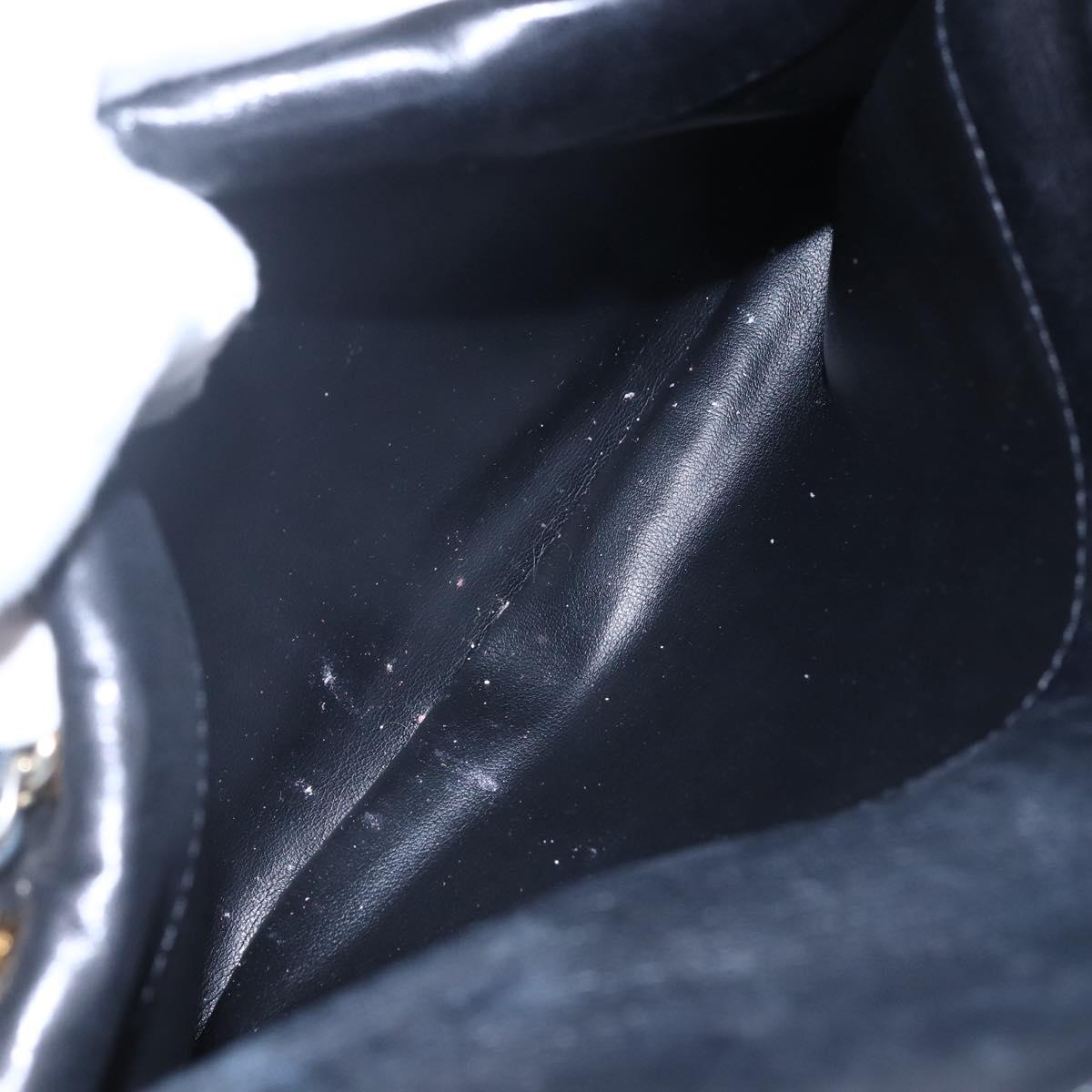 BALLY Chain Shoulder Bag Leather Black Gold Auth bs31195