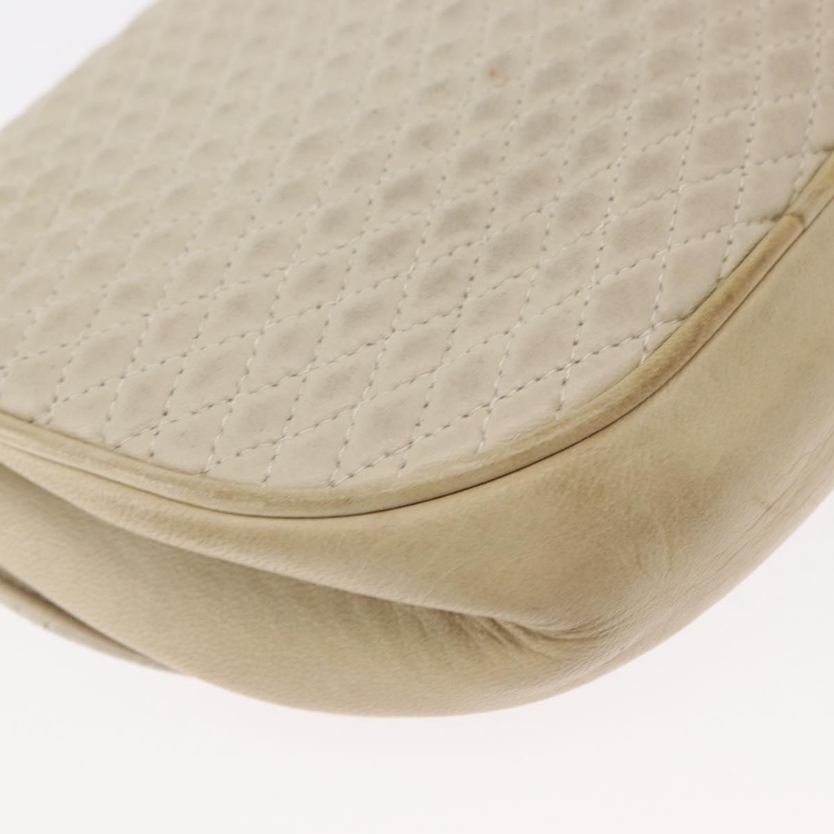 BALLY Chain Shoulder Bag Leather White Gold Auth bs31196