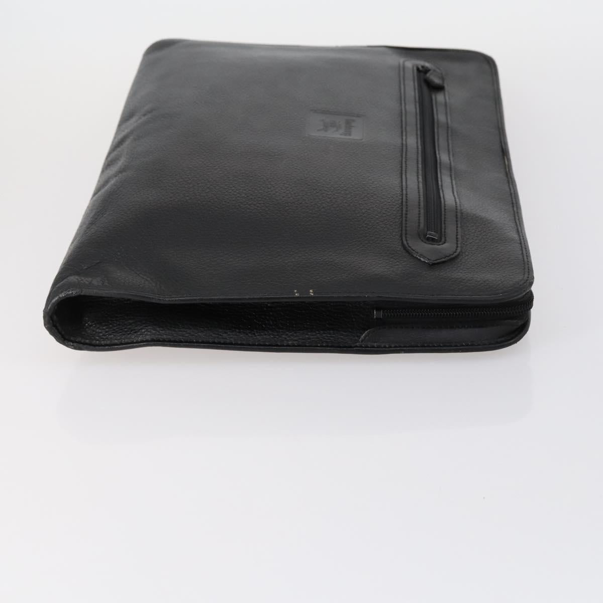 Burberrys Clutch Bag Leather 2 Set Black Brown Auth bs31198